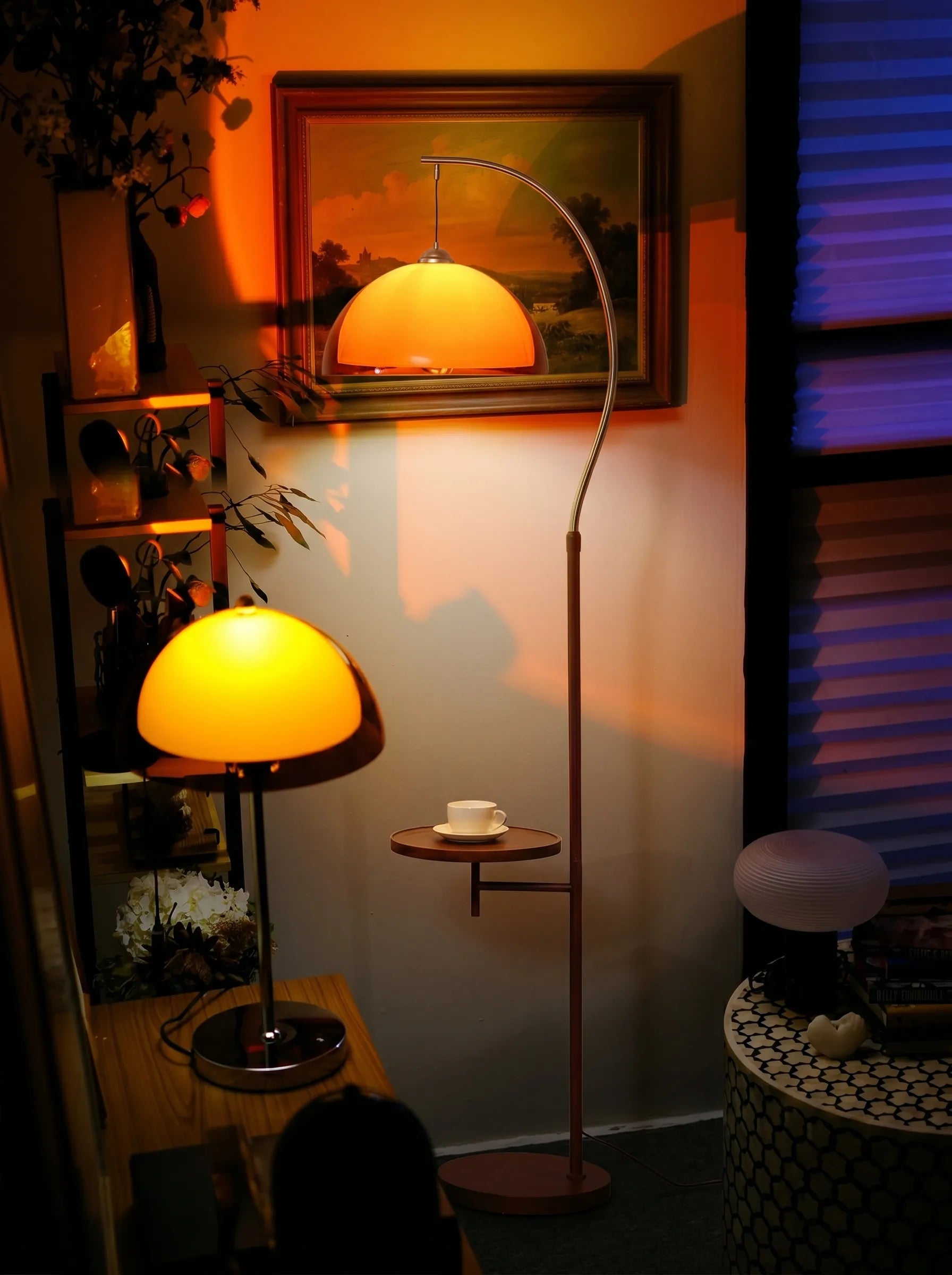 Coby Arc Floor Lamp & Coby Double Dome Mushroom Table Lamp