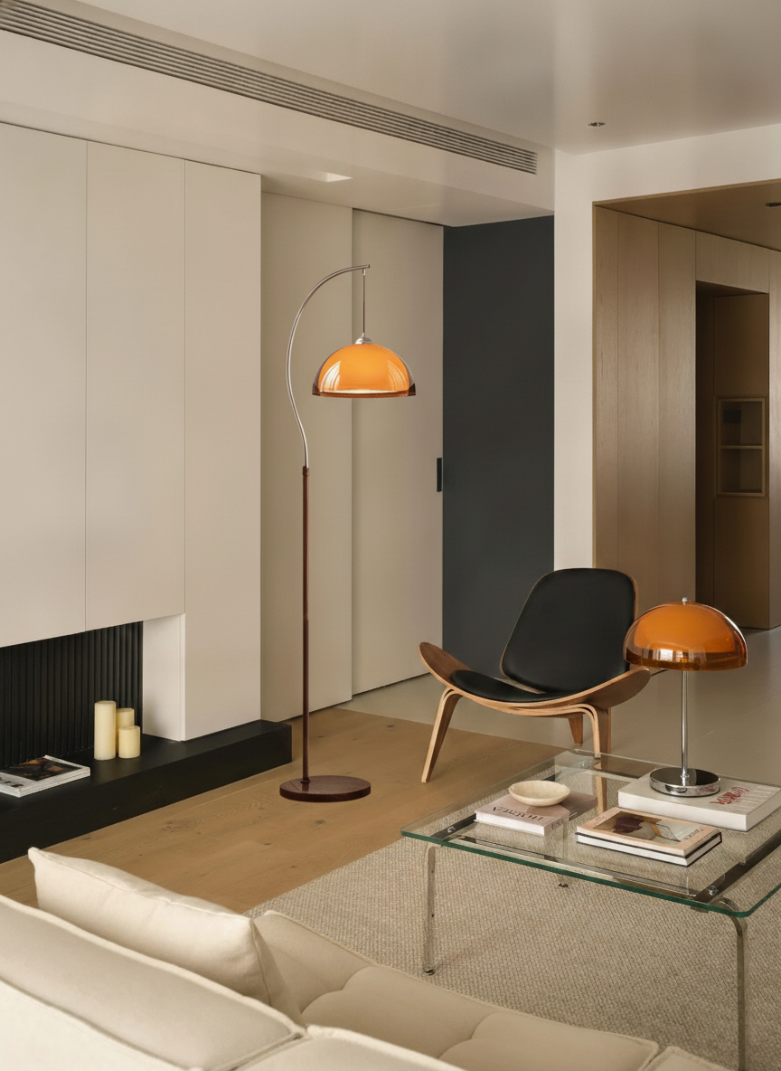 Coby Arc Floor Lamp & Coby Table Lamp Set without Shelf