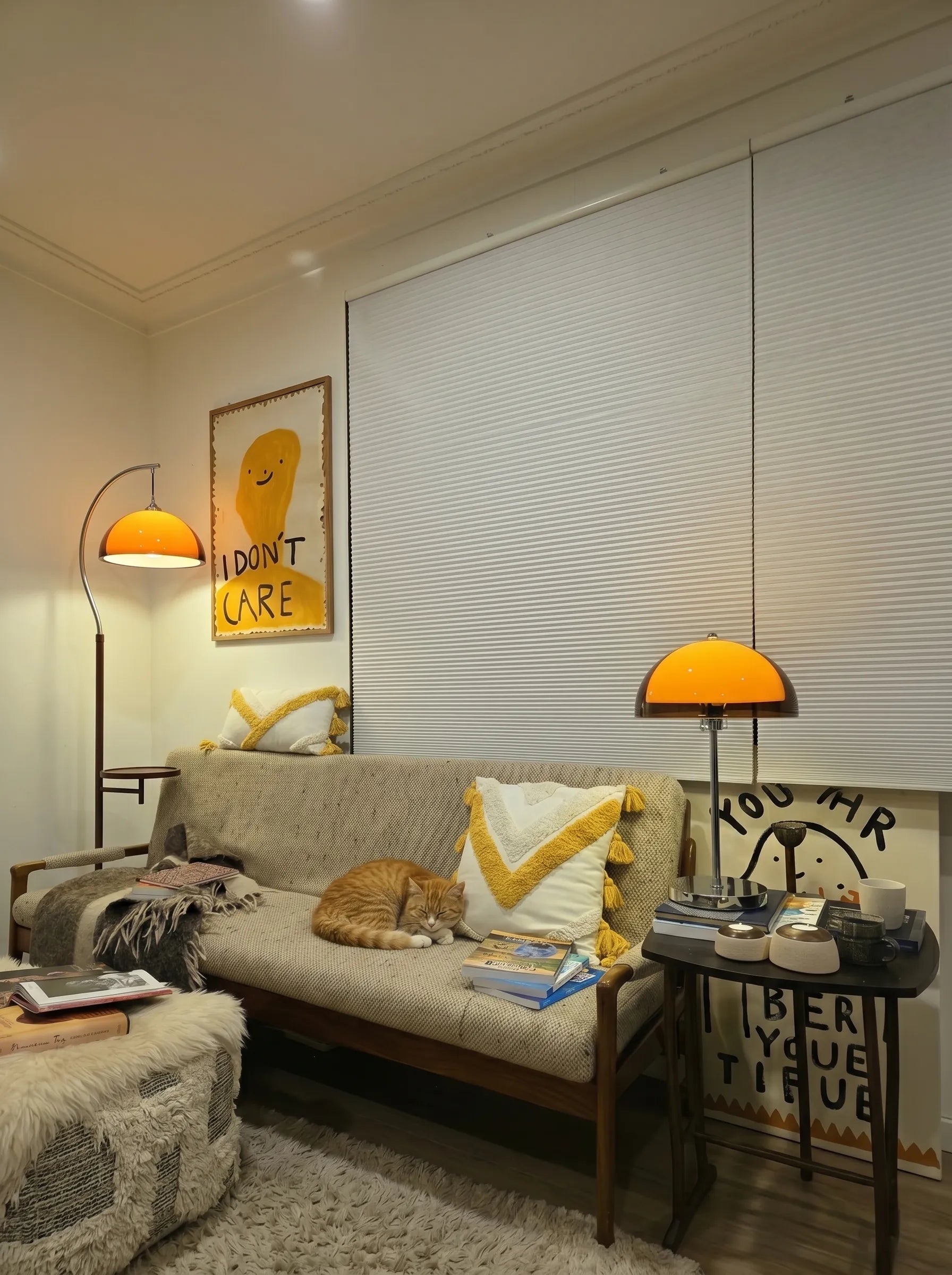 Coby Arc Floor Lamp & Coby Double Dome Mushroom Table Lamp