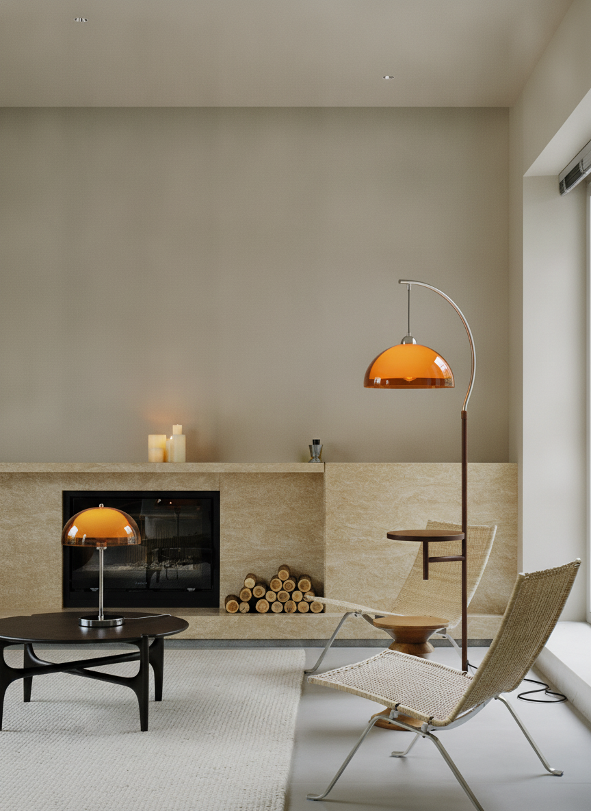 Coby Arc Floor Lamp & Coby Double Dome Mushroom Table Lamp