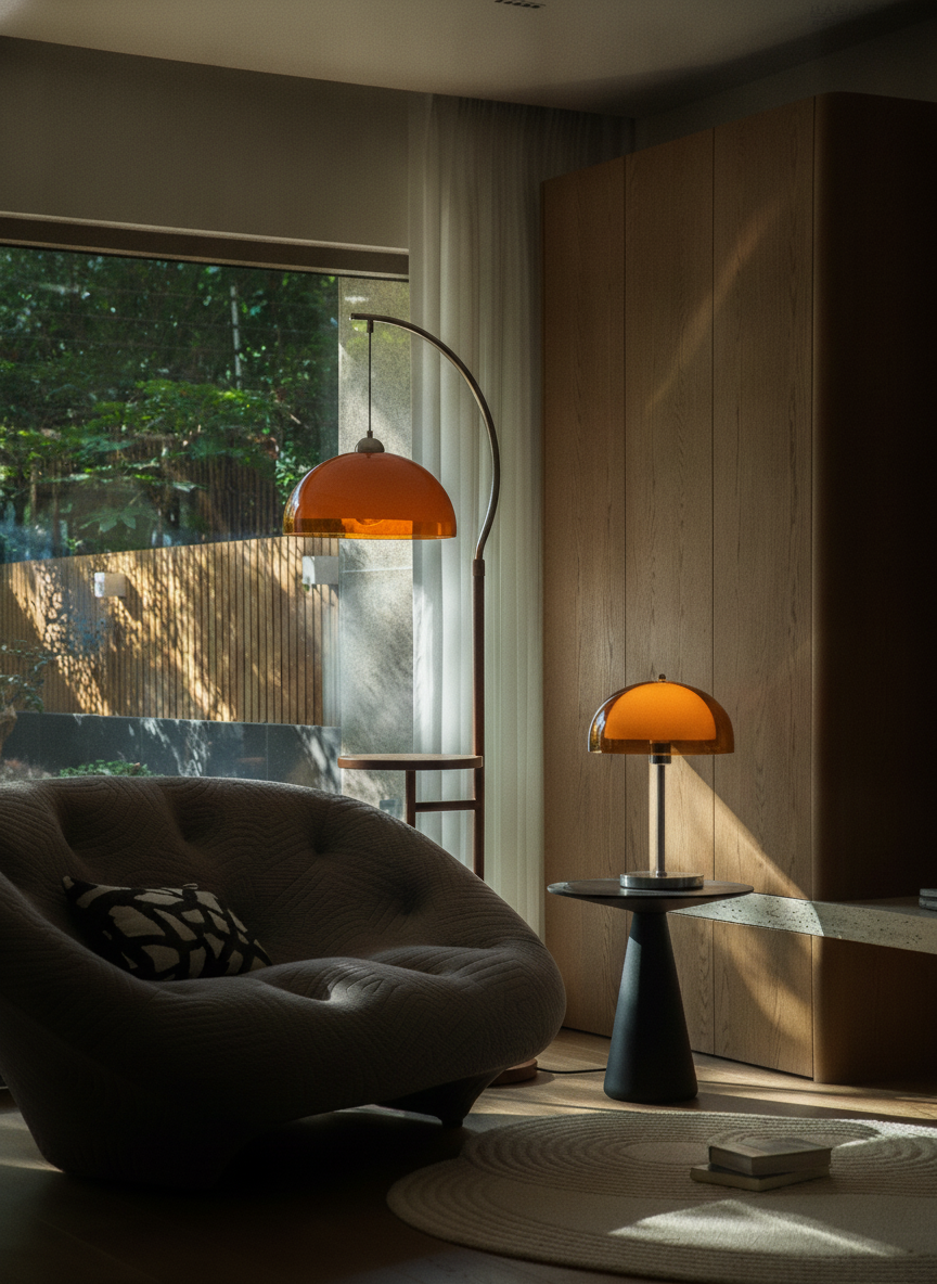 Coby Arc Floor Lamp & Coby Double Dome Mushroom Table Lamp