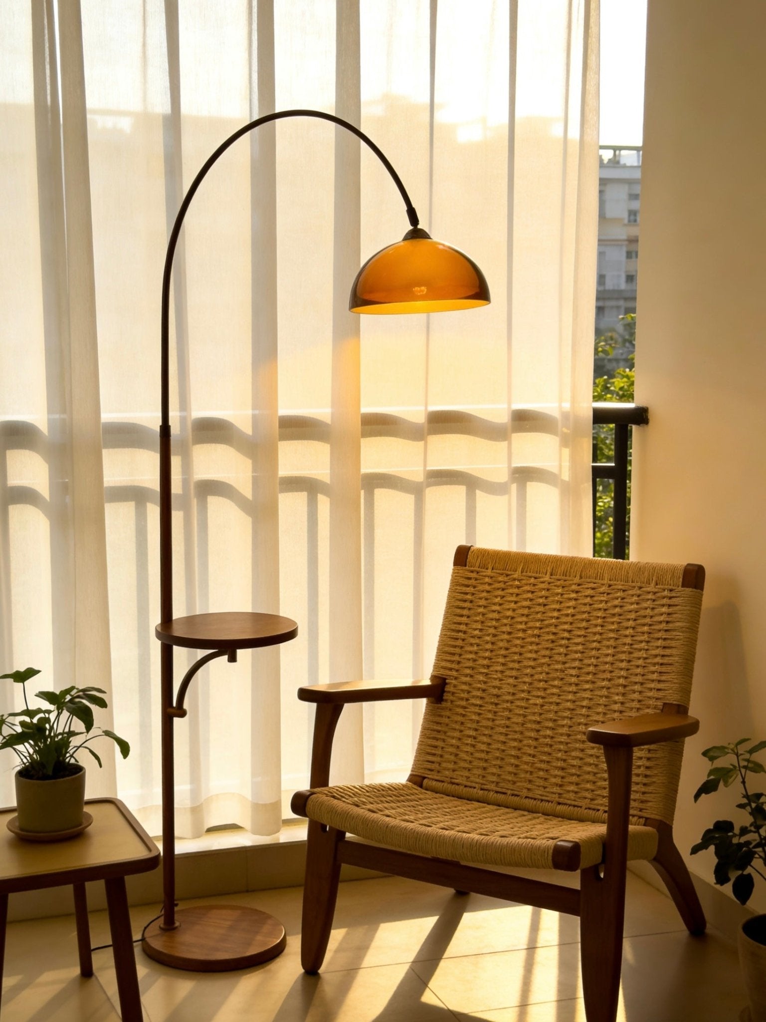 Coby Grand Arc Floor Lamp | with optional Side - Table - Homezee