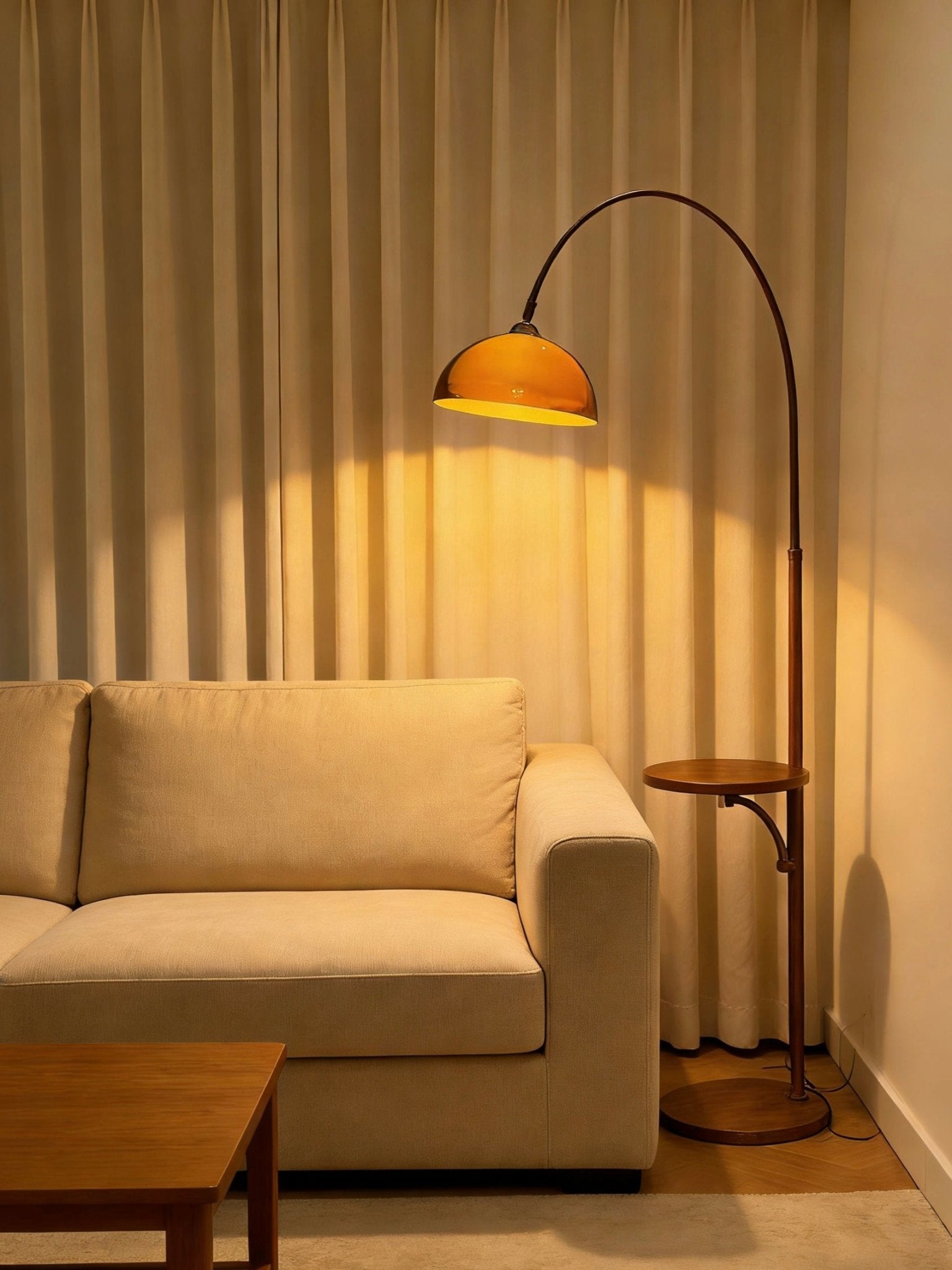 Coby Grand Arc Floor Lamp | with optional Side - Table - Homezee