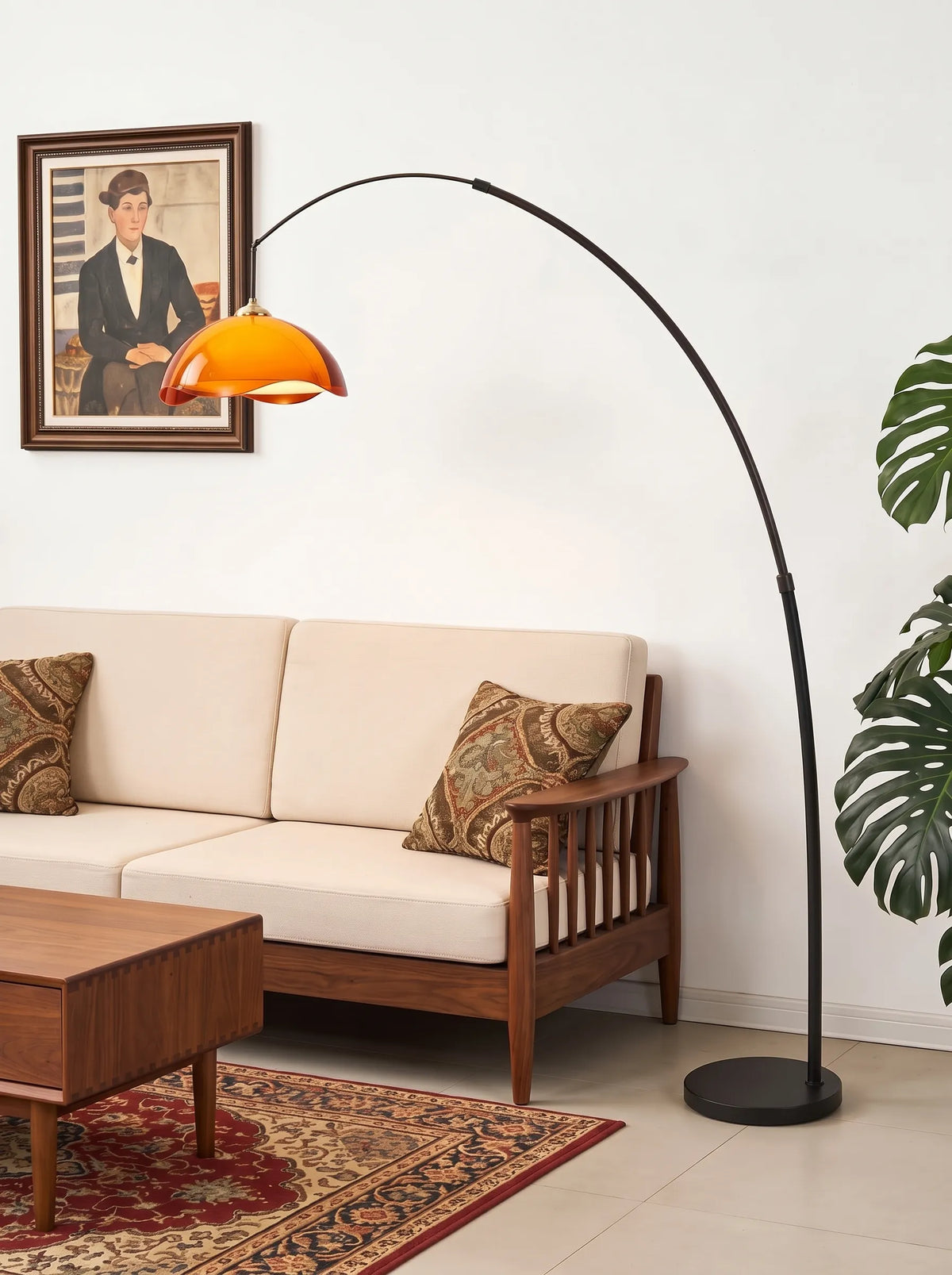 Coby Floating Wavy Shade Arc Floor Lamp