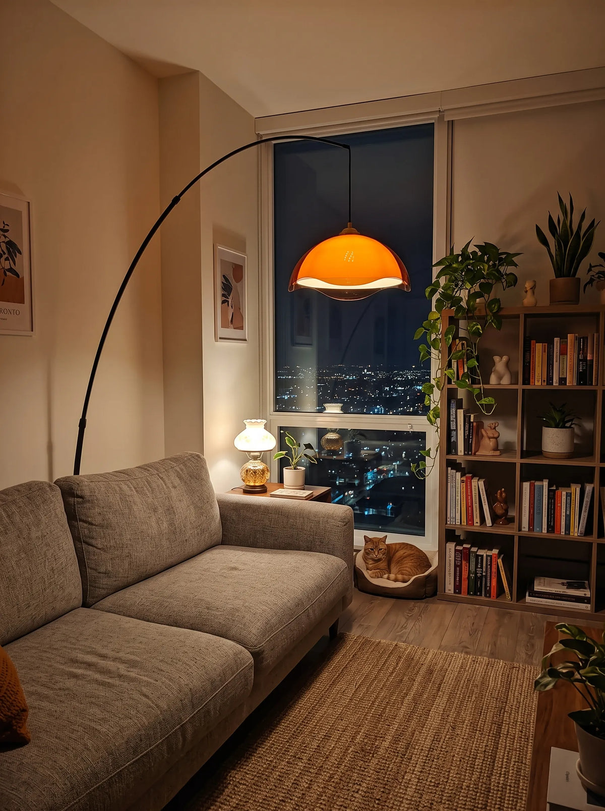 Coby Floating Wavy Shade Arc Floor Lamp