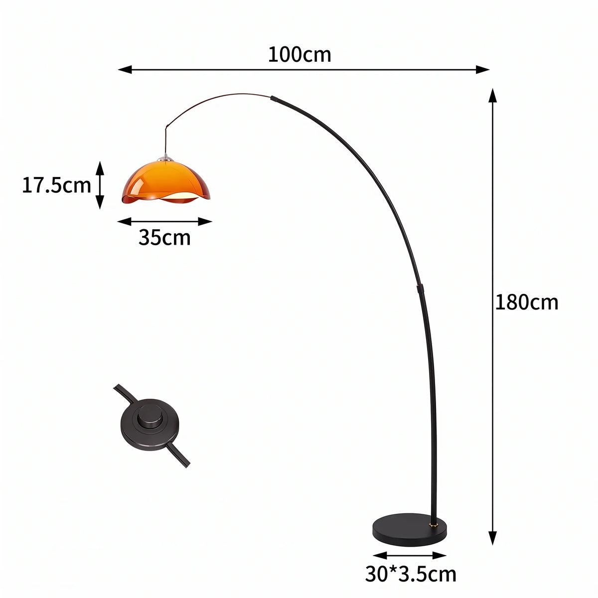 Coby Floating Wavy Shade Arc Floor Lamp