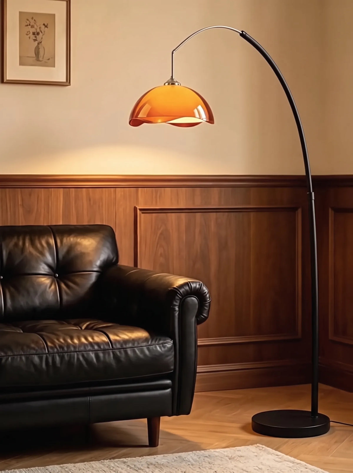 Coby Floating Wavy Shade Arc Floor Lamp