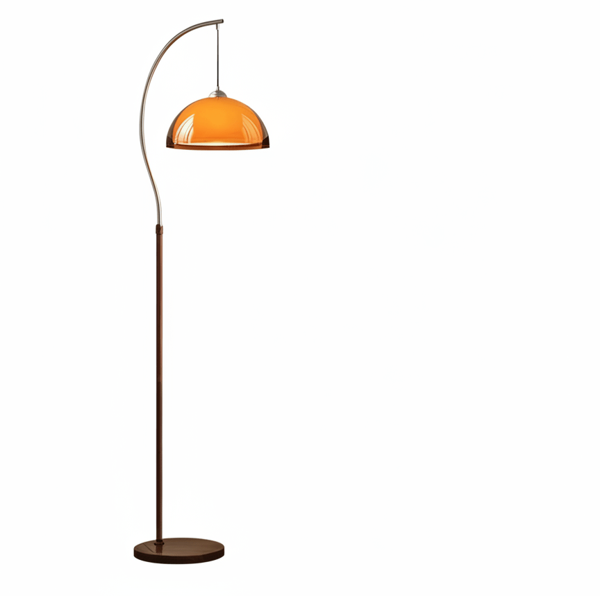 Coby Arc Floor Lamp Double Mushroom Shade with Optional Shelf - Homezee