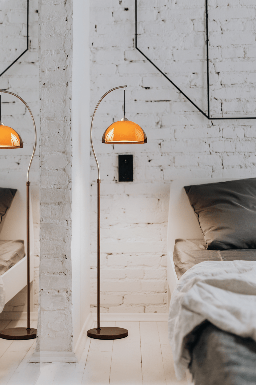 Coby Arc Floor Lamp Double Mushroom Shade with Optional Shelf - Homezee