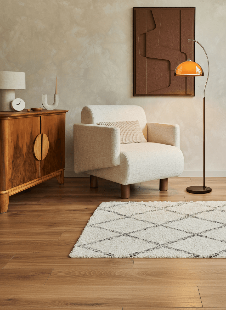 Coby Arc Floor Lamp Double Mushroom Shade with Optional Shelf - Homezee