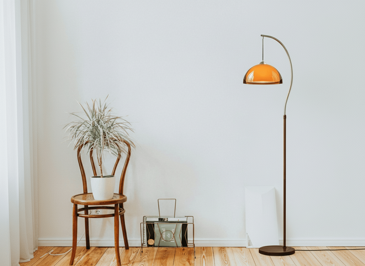 Coby Arc Floor Lamp Double Mushroom Shade with Optional Shelf - Homezee