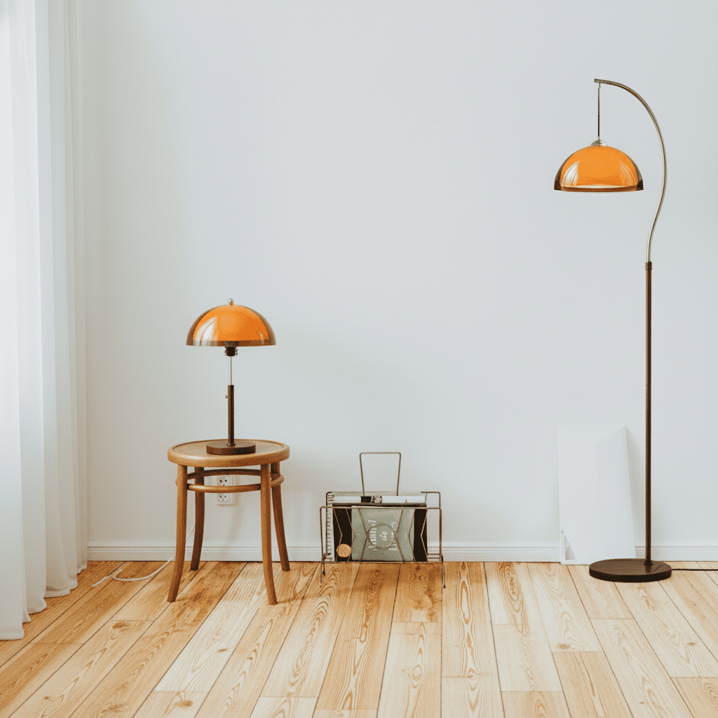 Coby Arc Floor & Coby+ Table Lamp Set (No Shelf) - Homezee