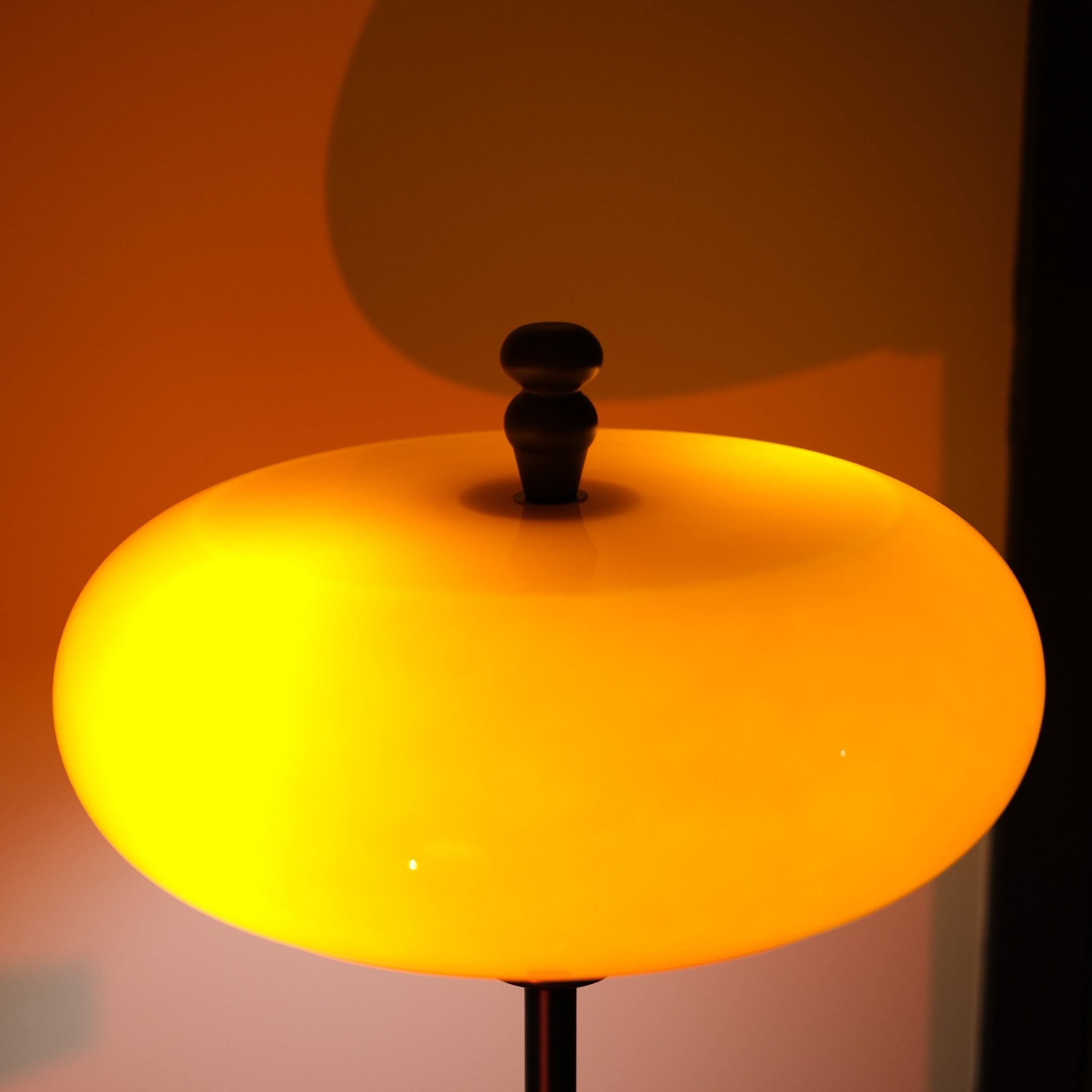 Mandarin Orange Retro Floor Lamp |Teak Wood Accent - Homezee