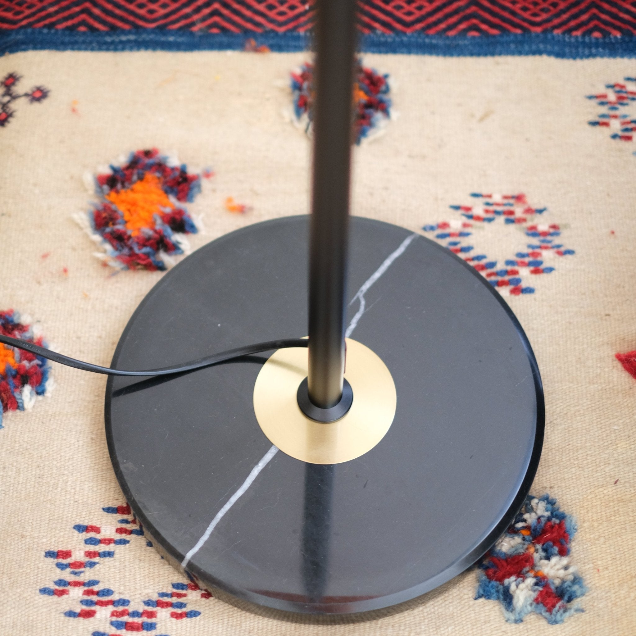 Mandarin Orange Retro Floor Lamp |Teak Wood Accent - Homezee