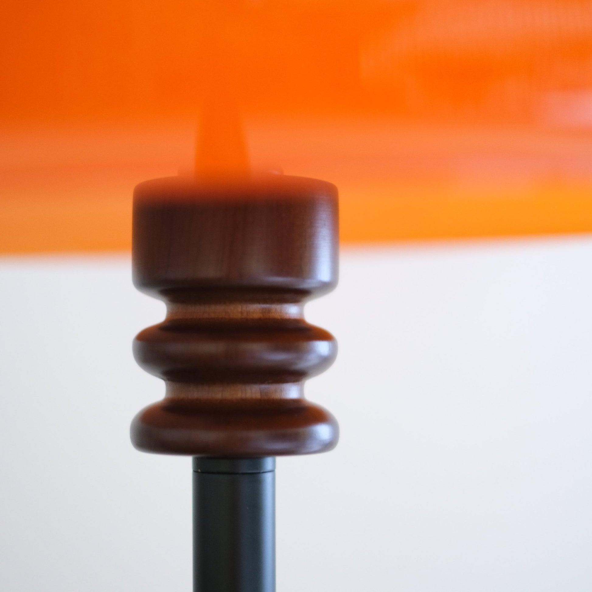 Mandarin Orange Retro Floor Lamp |Teak Wood Accent - Homezee