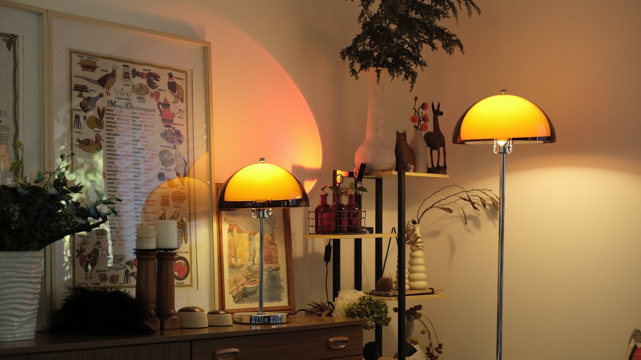 Coby Double Dome Mushroom Floor & Table Lamp Duo - Homezee