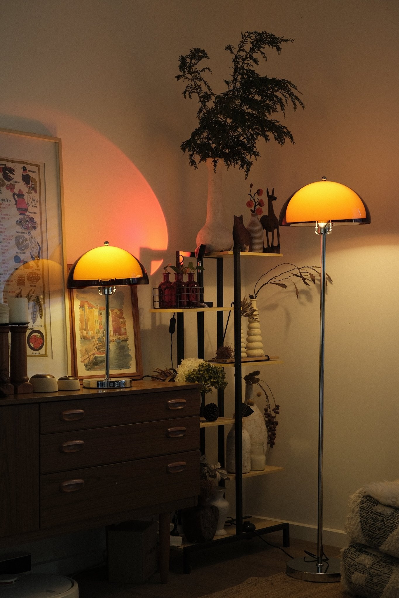 Coby Double Dome Mushroom Floor & Table Lamp Duo - Homezee