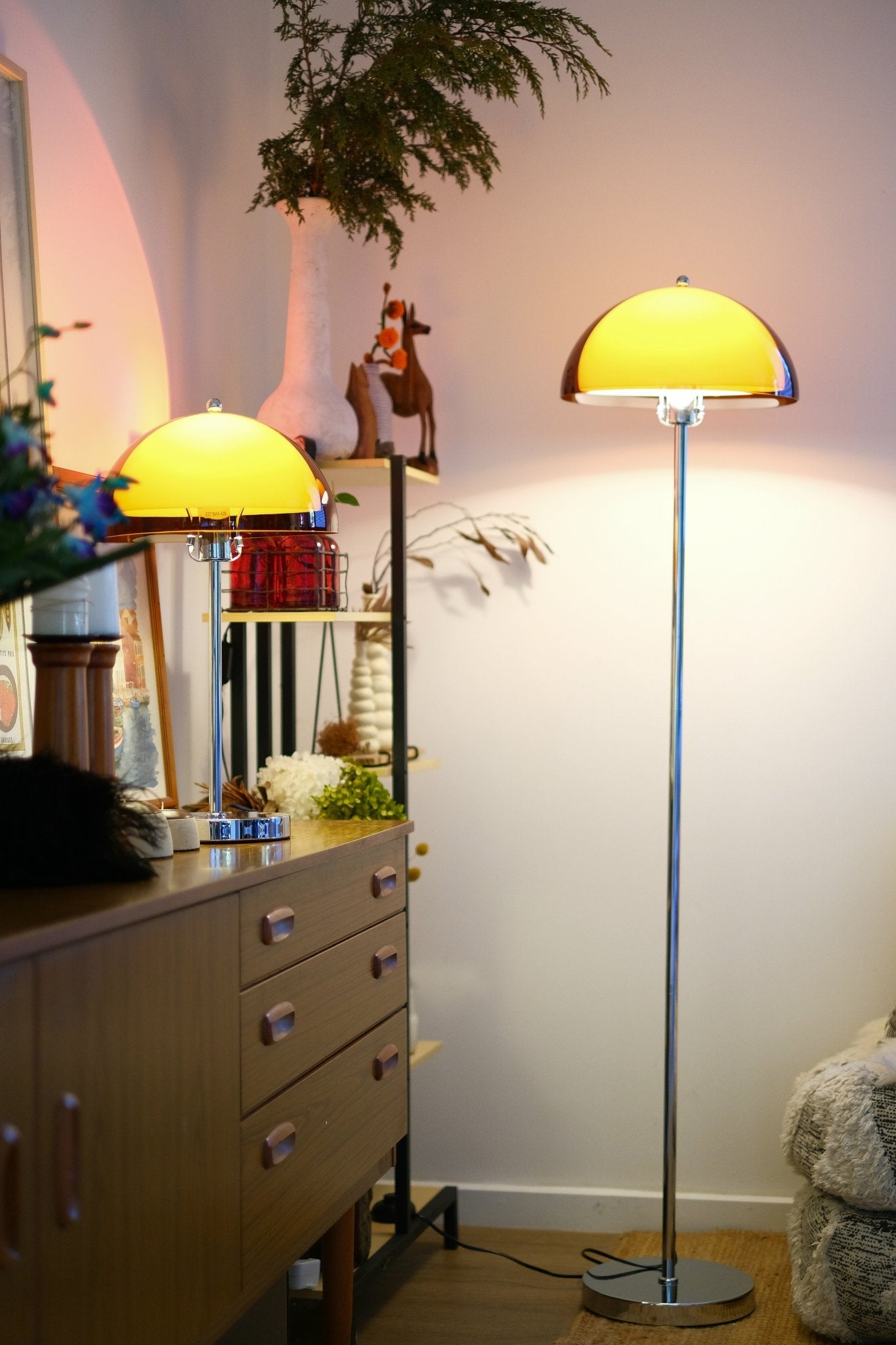 Coby Double Dome Mushroom Floor & Table Lamp Duo - Homezee