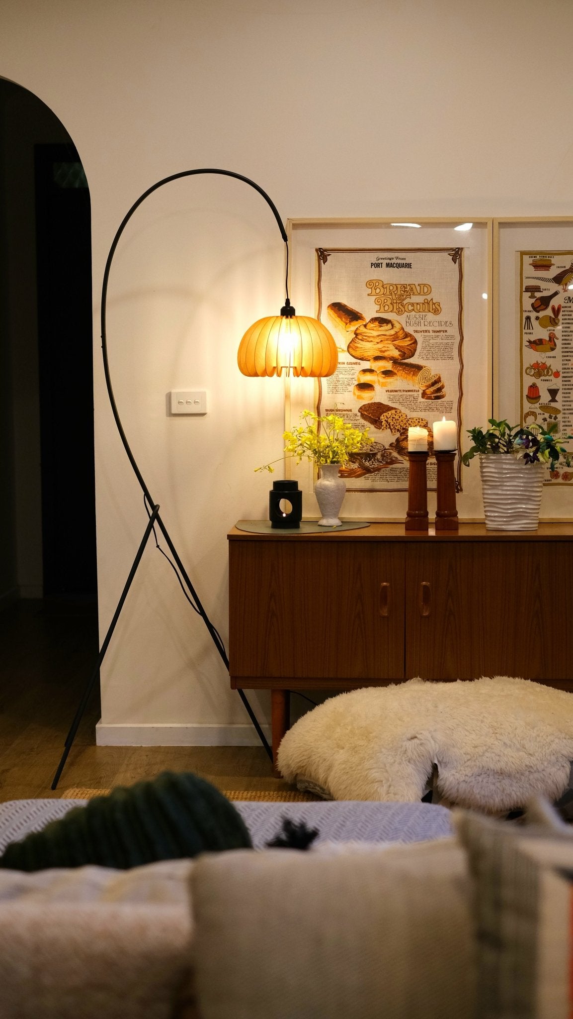 Hazel Tripod Wood Pumpkin Floor Lamp – Sculptural Modern Arc Lighting for Cozy Interiors - Homezee