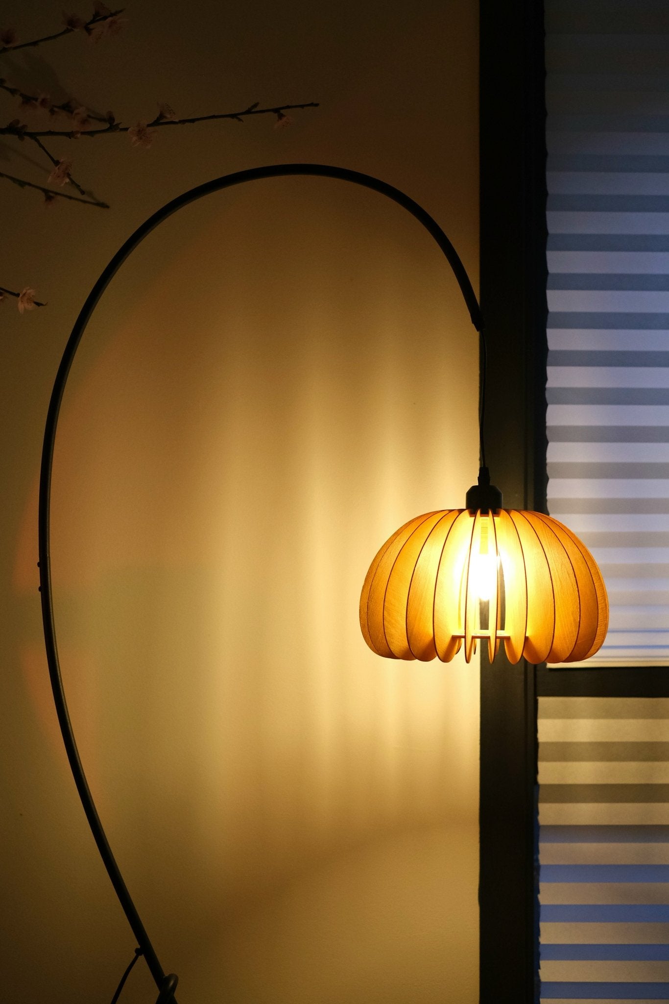 Hazel Tripod Wood Pumpkin Floor Lamp – Sculptural Modern Arc Lighting for Cozy Interiors - Homezee