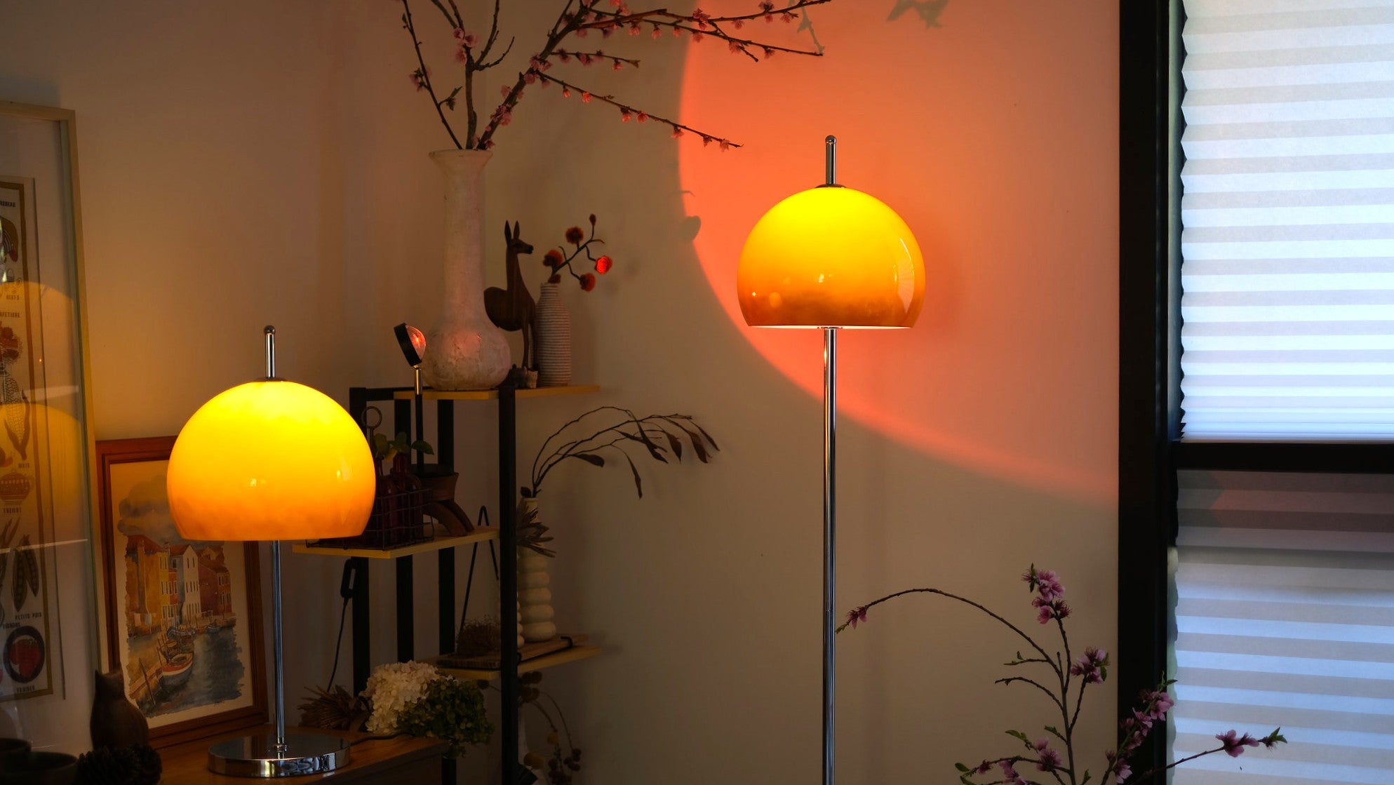 Olivia Mushroom Table & Floor Lamp Duo in living room