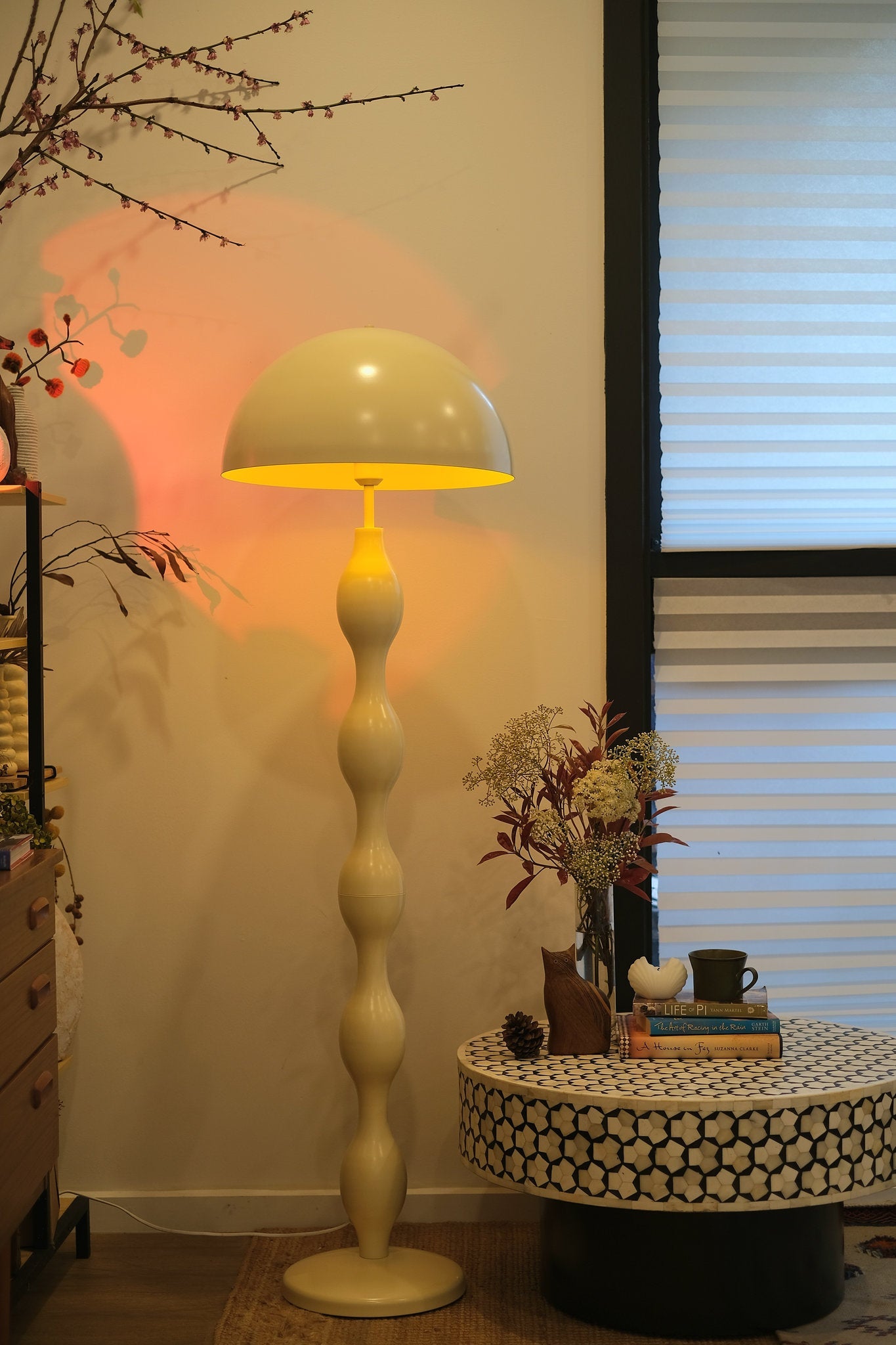 Dori Wavy Mushroom Floor Lamp | Butter Yellow - Homezee