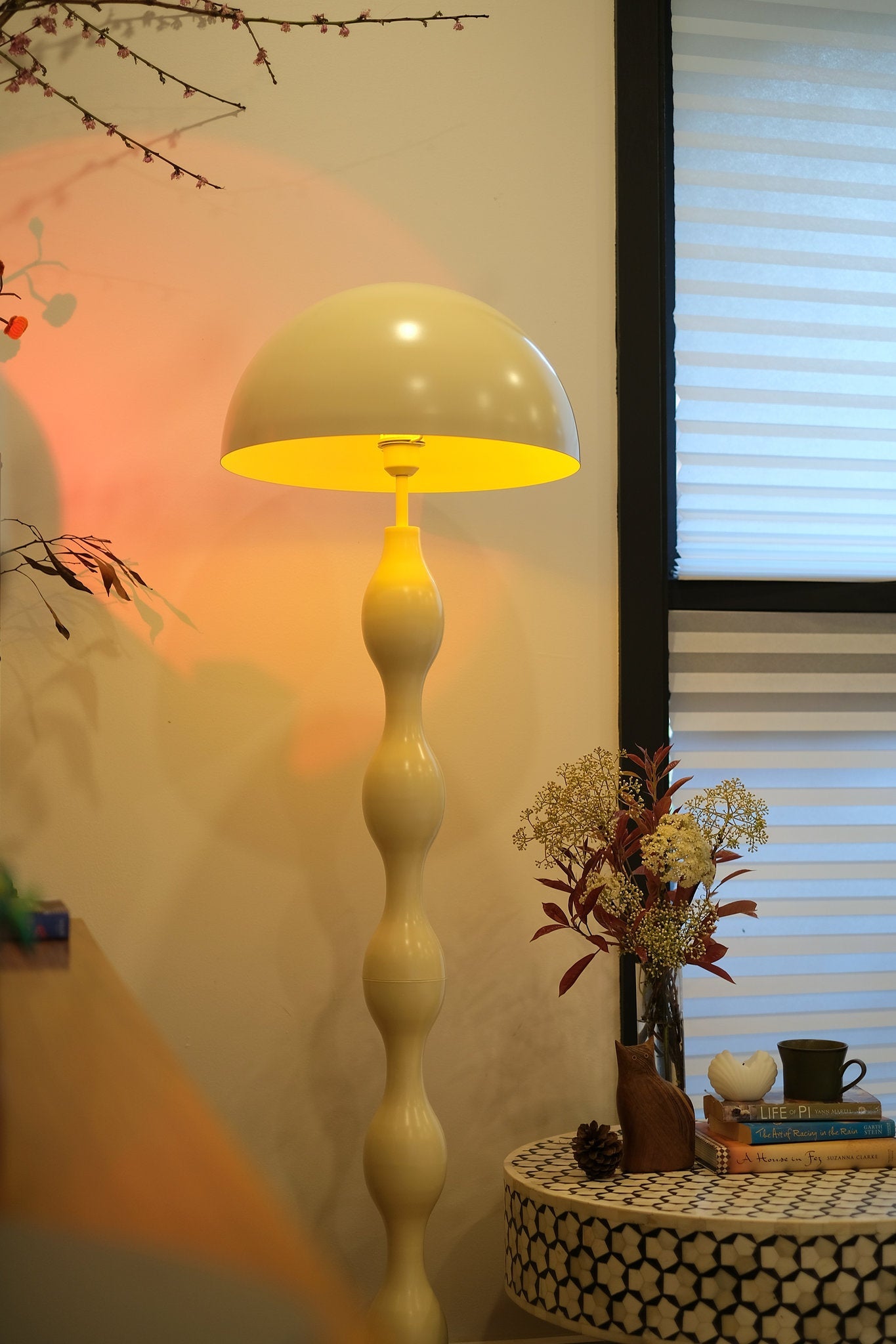 Dori Wavy Mushroom Floor Lamp | Butter Yellow - Homezee