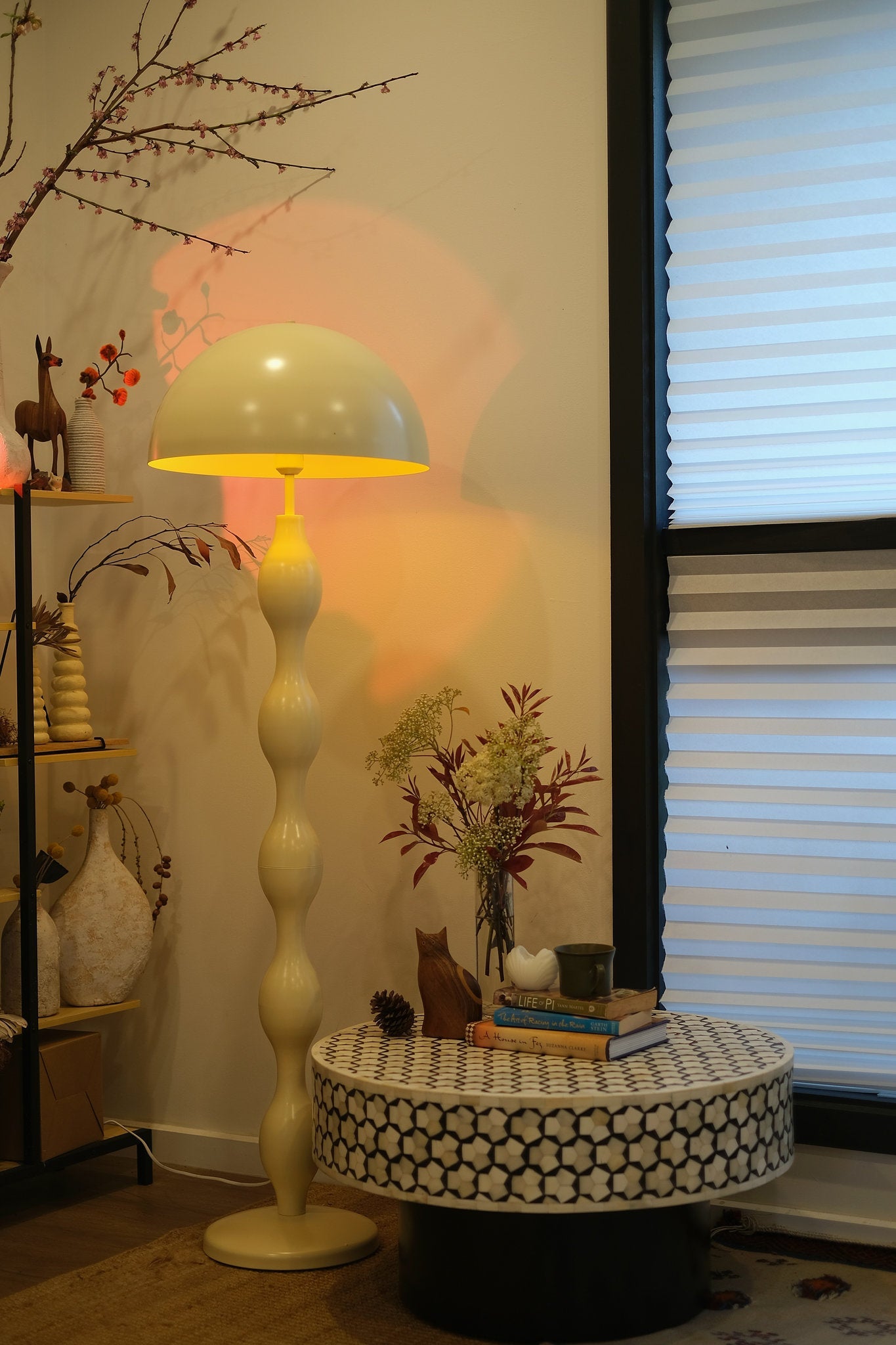 Dori Wavy Mushroom Floor Lamp | Butter Yellow - Homezee