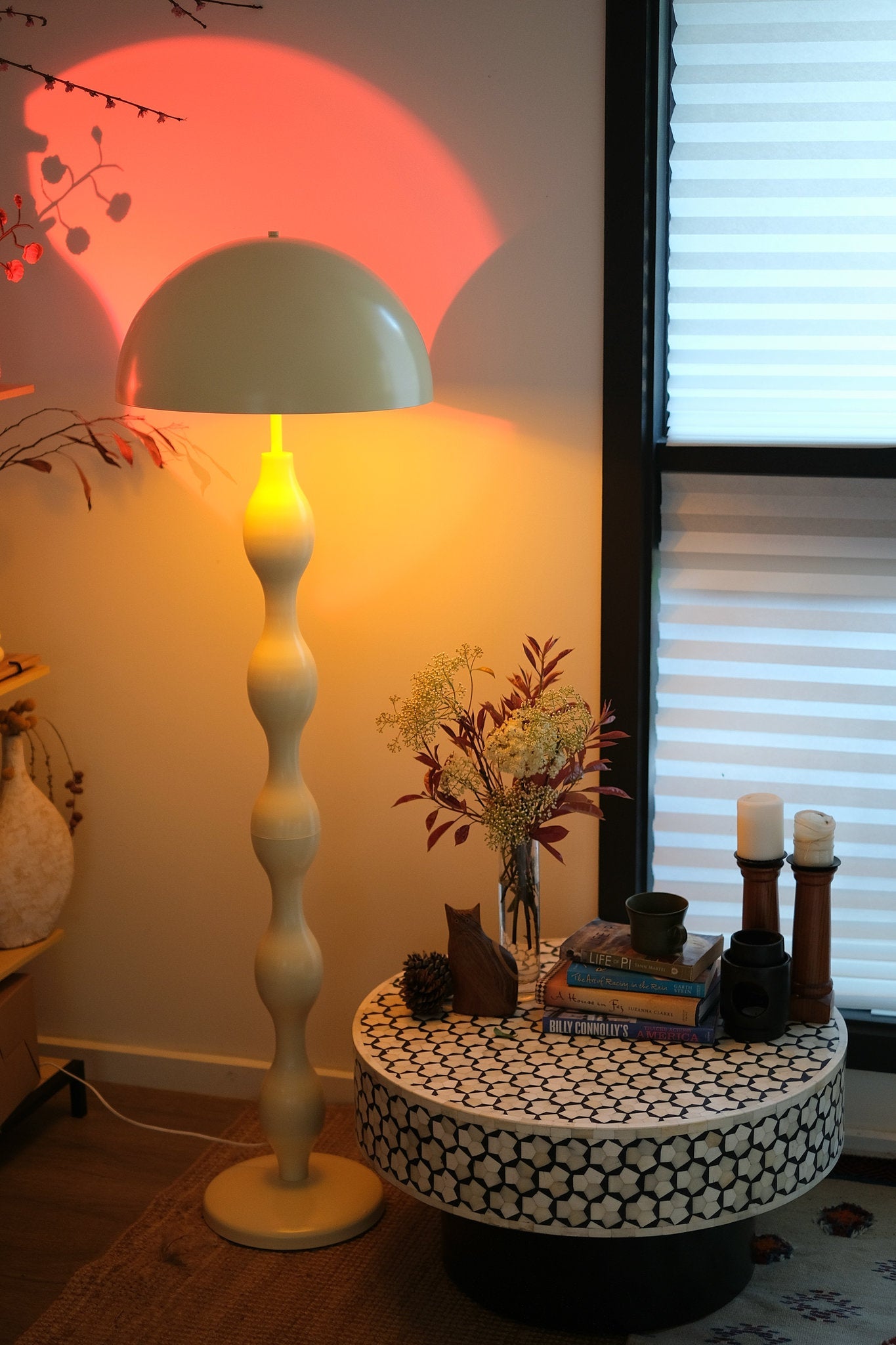 Dori Wavy Mushroom Floor Lamp | Butter Yellow - Homezee