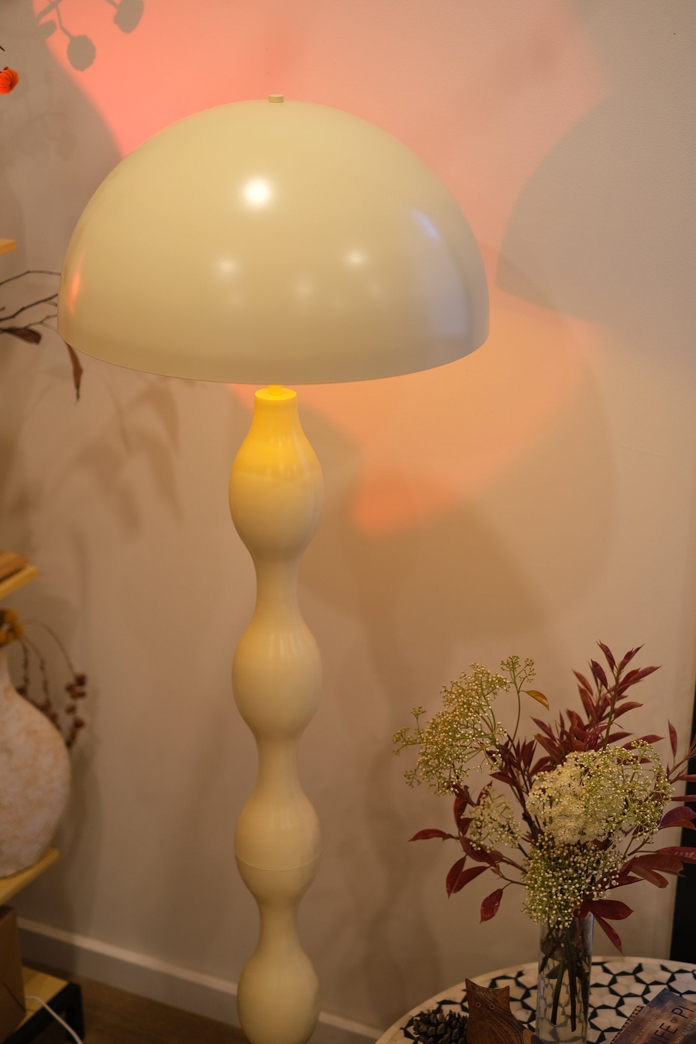 Dori Wavy Mushroom Floor Lamp | Butter Yellow - Homezee