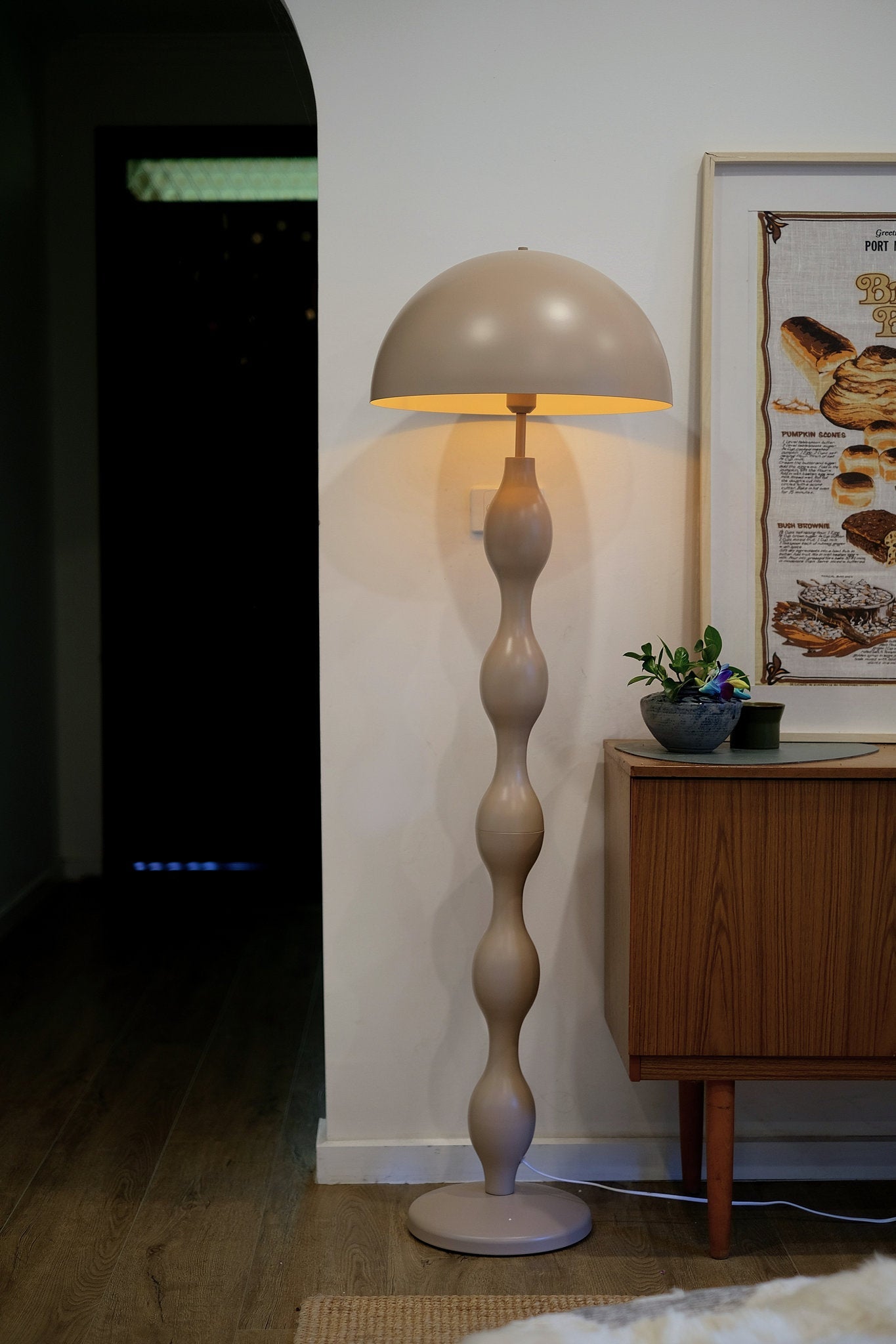 Dori Wavy Mushroom Floor Lamp | Mocha - Homezee