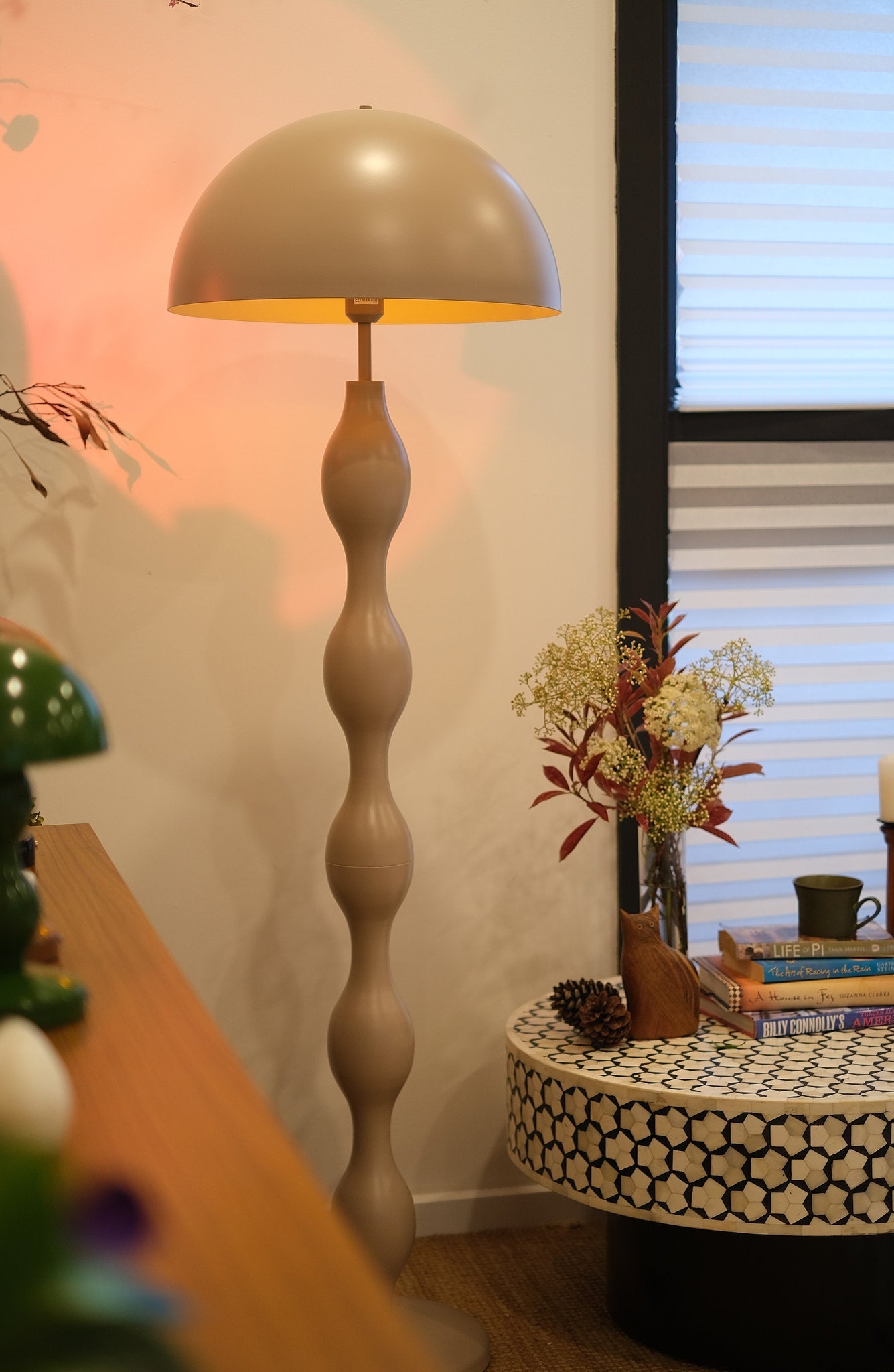 Dori Wavy Mushroom Floor Lamp | Mocha - Homezee