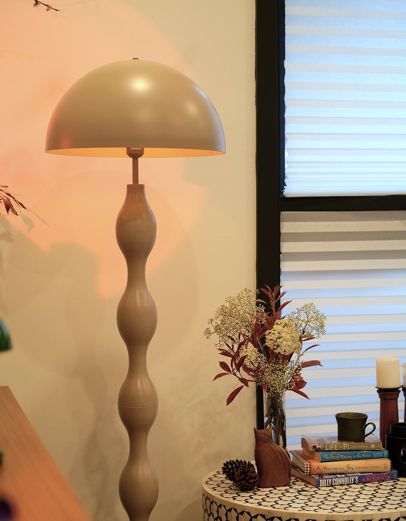 Dori Wavy Mushroom Floor Lamp | Mocha - Homezee