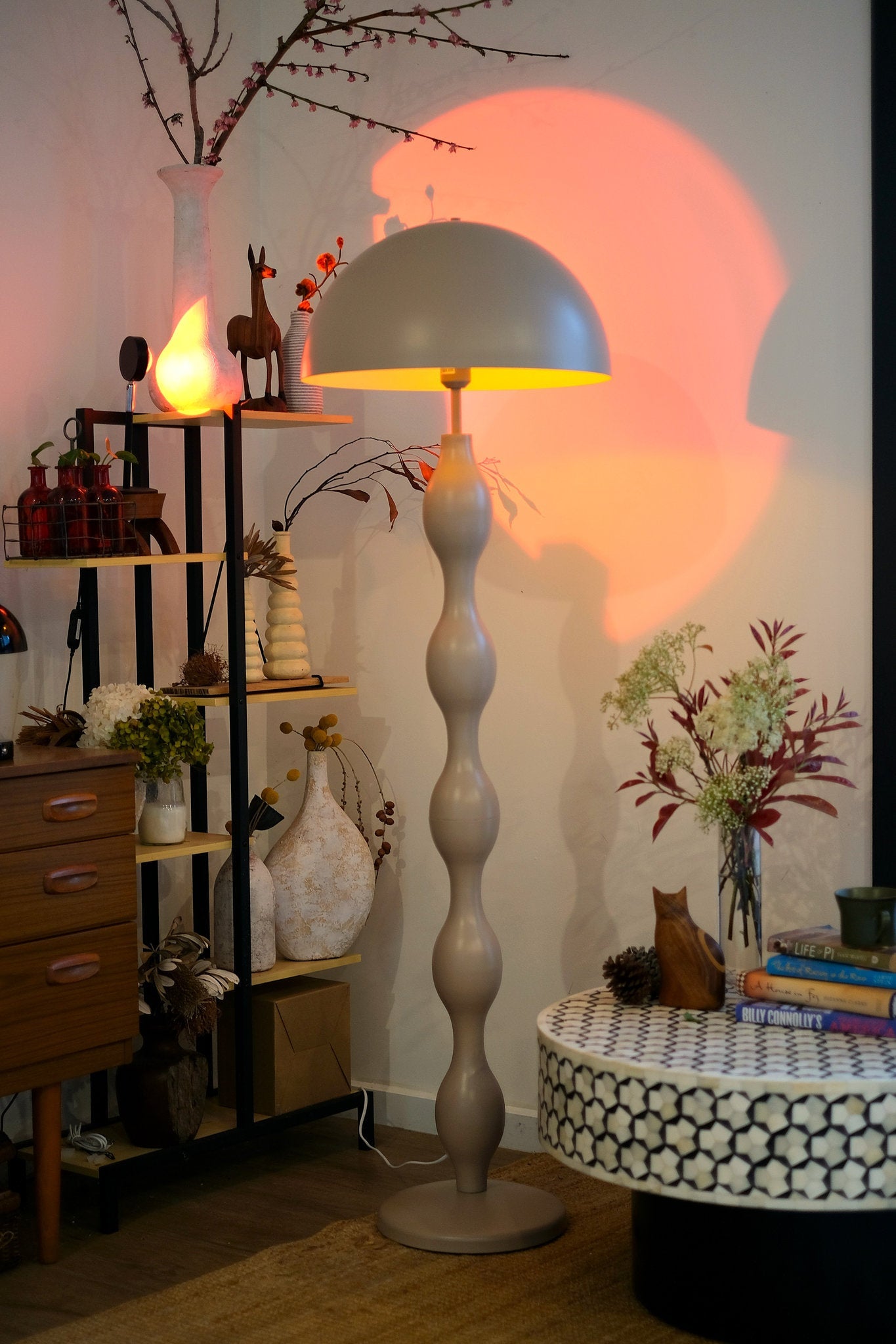 Dori Wavy Mushroom Floor Lamp | Mocha - Homezee