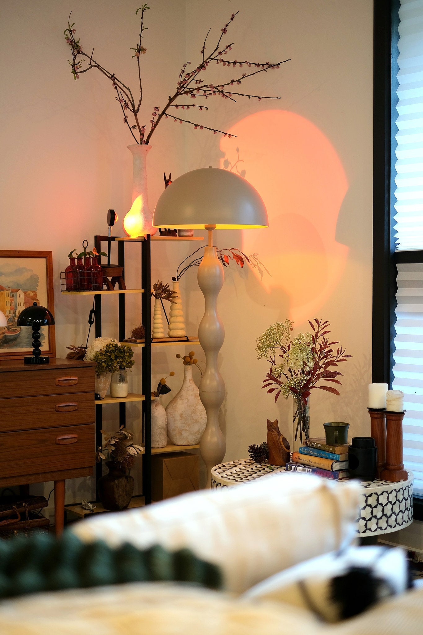 Dori Wavy Mushroom Floor Lamp | Mocha - Homezee