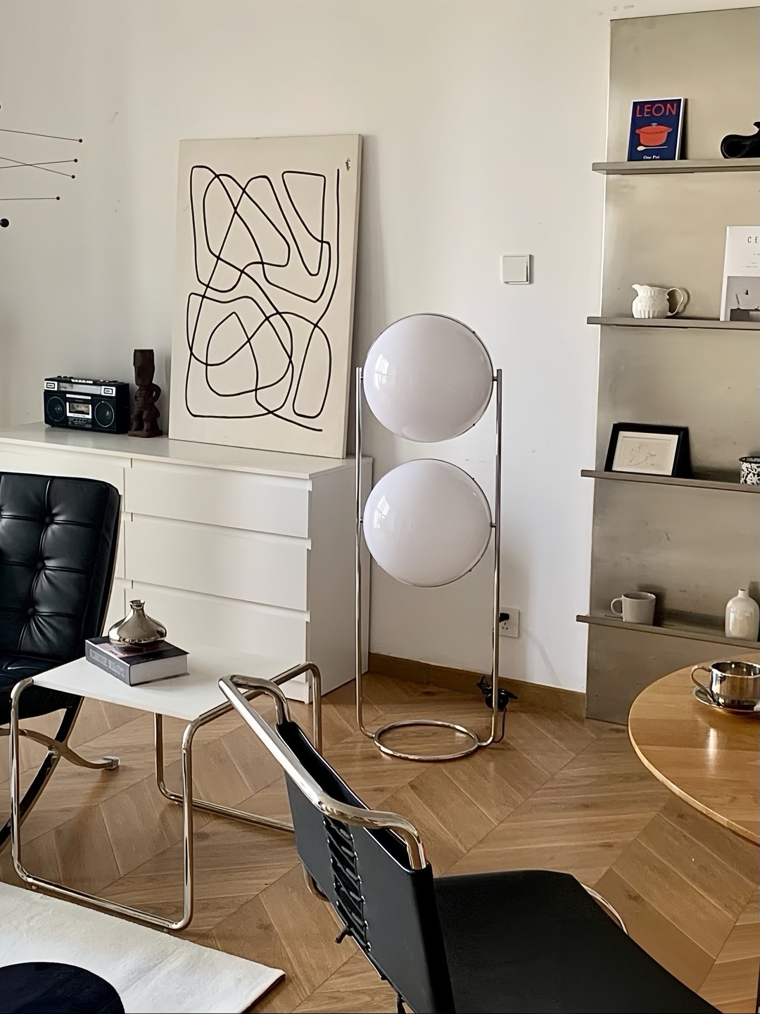 Garreau Two Globe Floor Lamp - Bauhaus Replica 1971 Design - Homezee