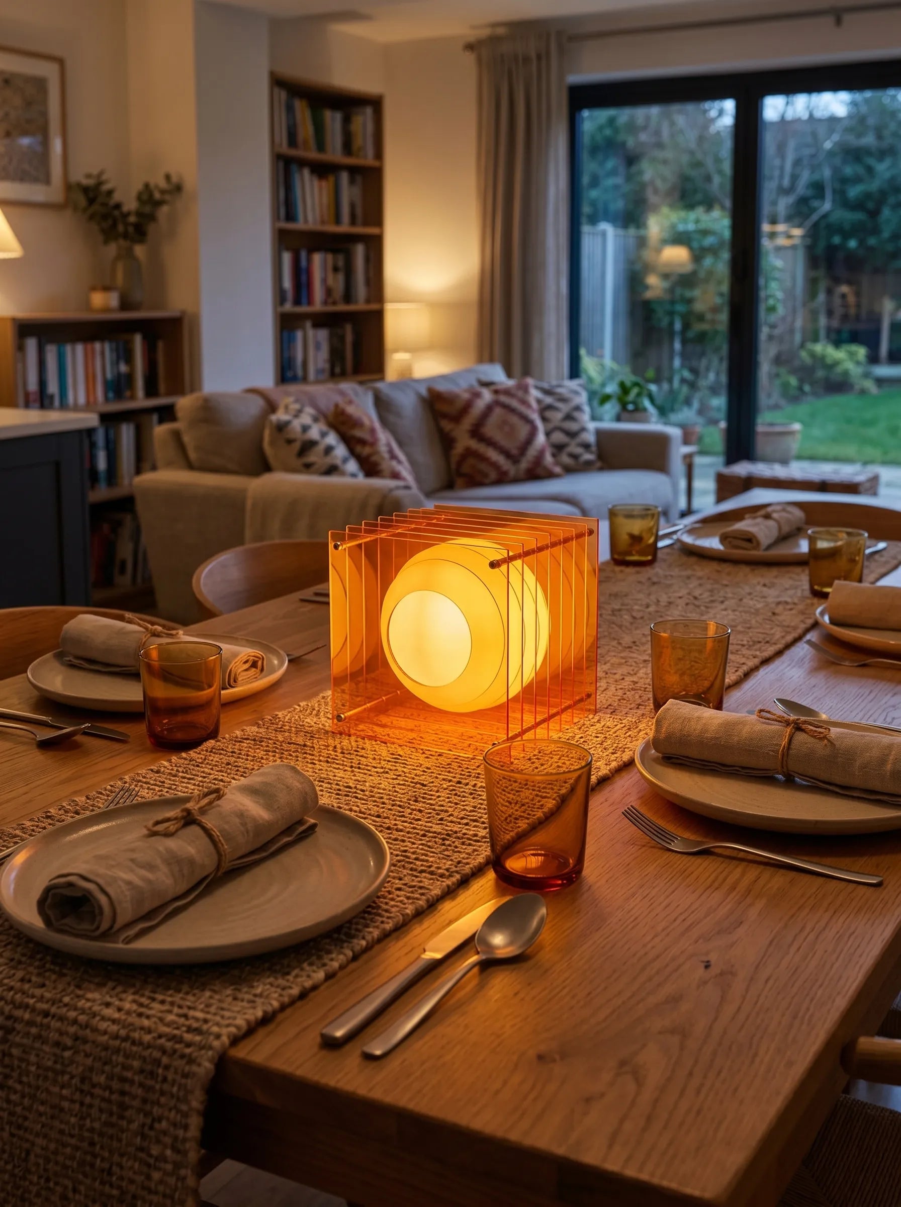 Guzzi Acrylic Moon Layered Table Lamp (Glass Bulb)