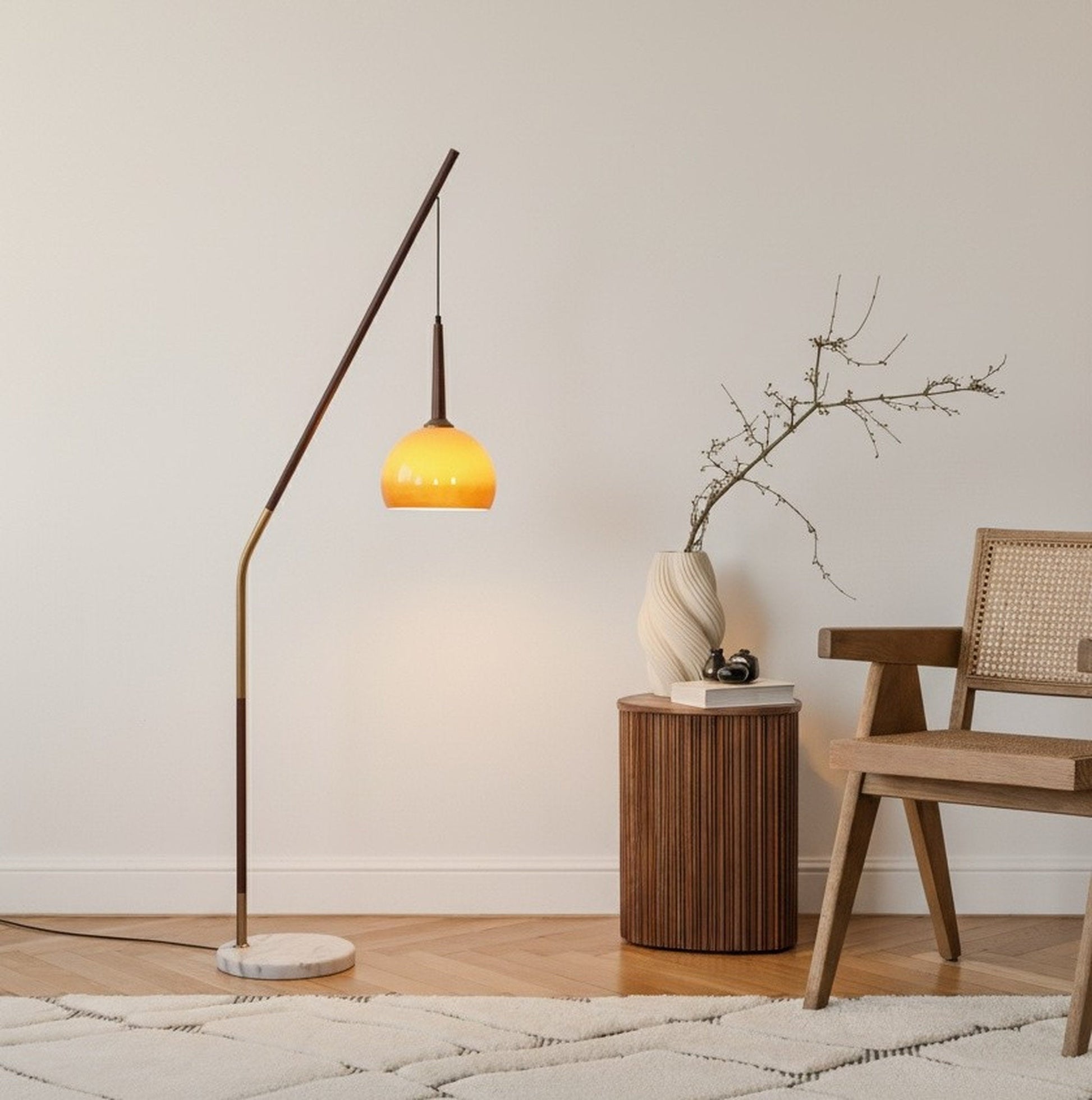 Hulusi Hanging Arc Floor Lamp - Homezee