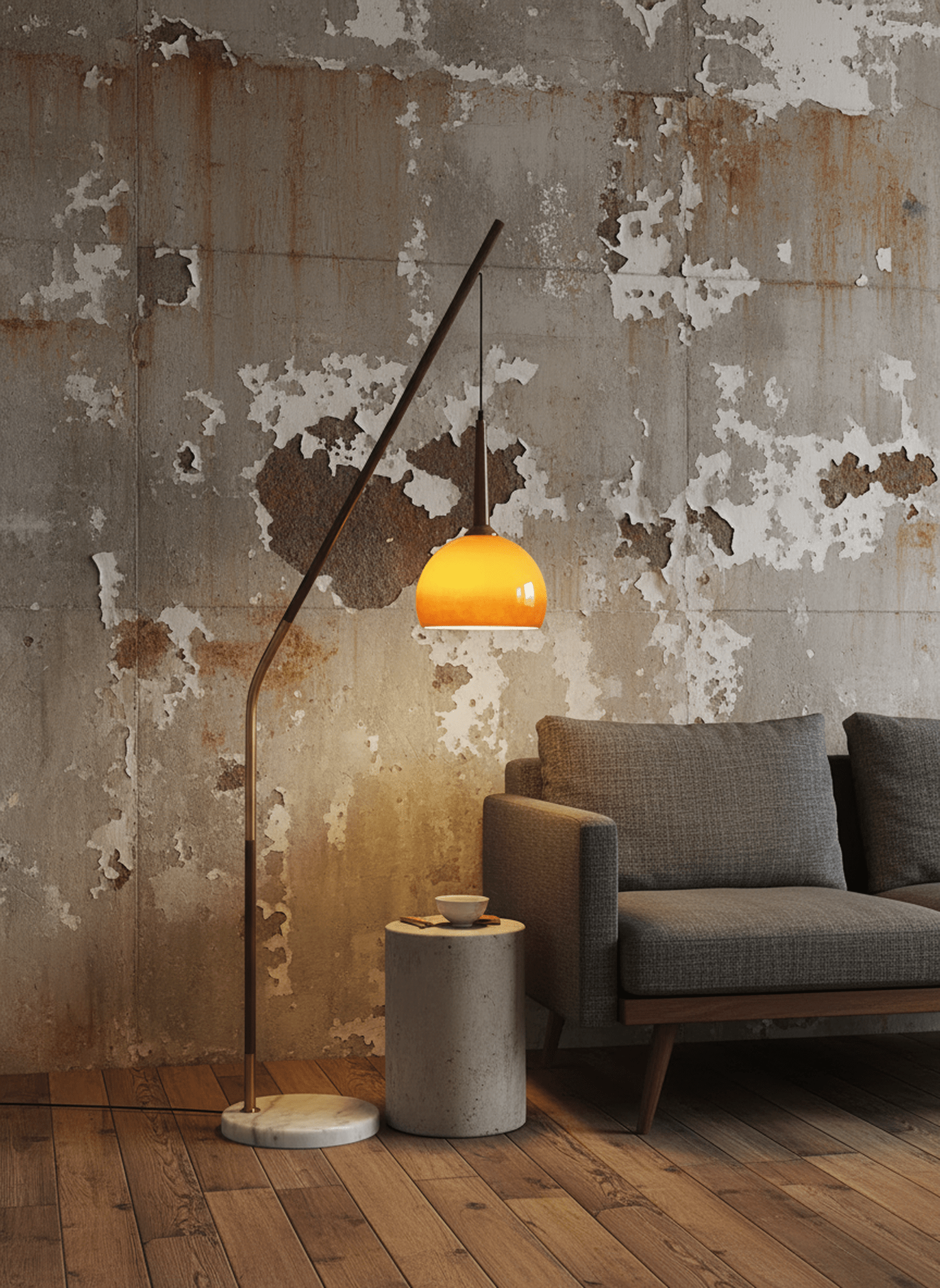 Hulusi Hanging Arc Floor Lamp - Homezee