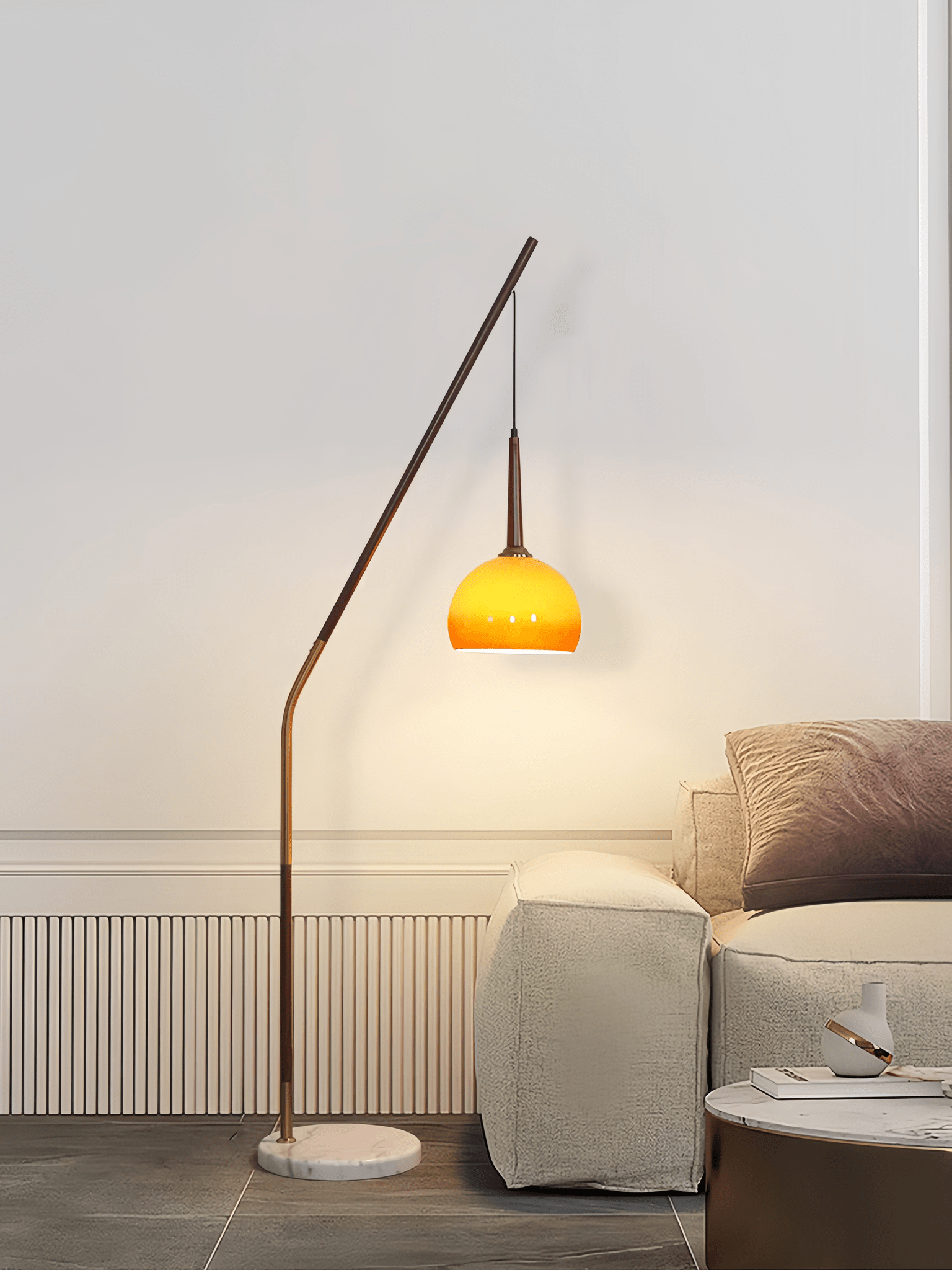 Hulusi Hanging Arc Floor Lamp - Homezee