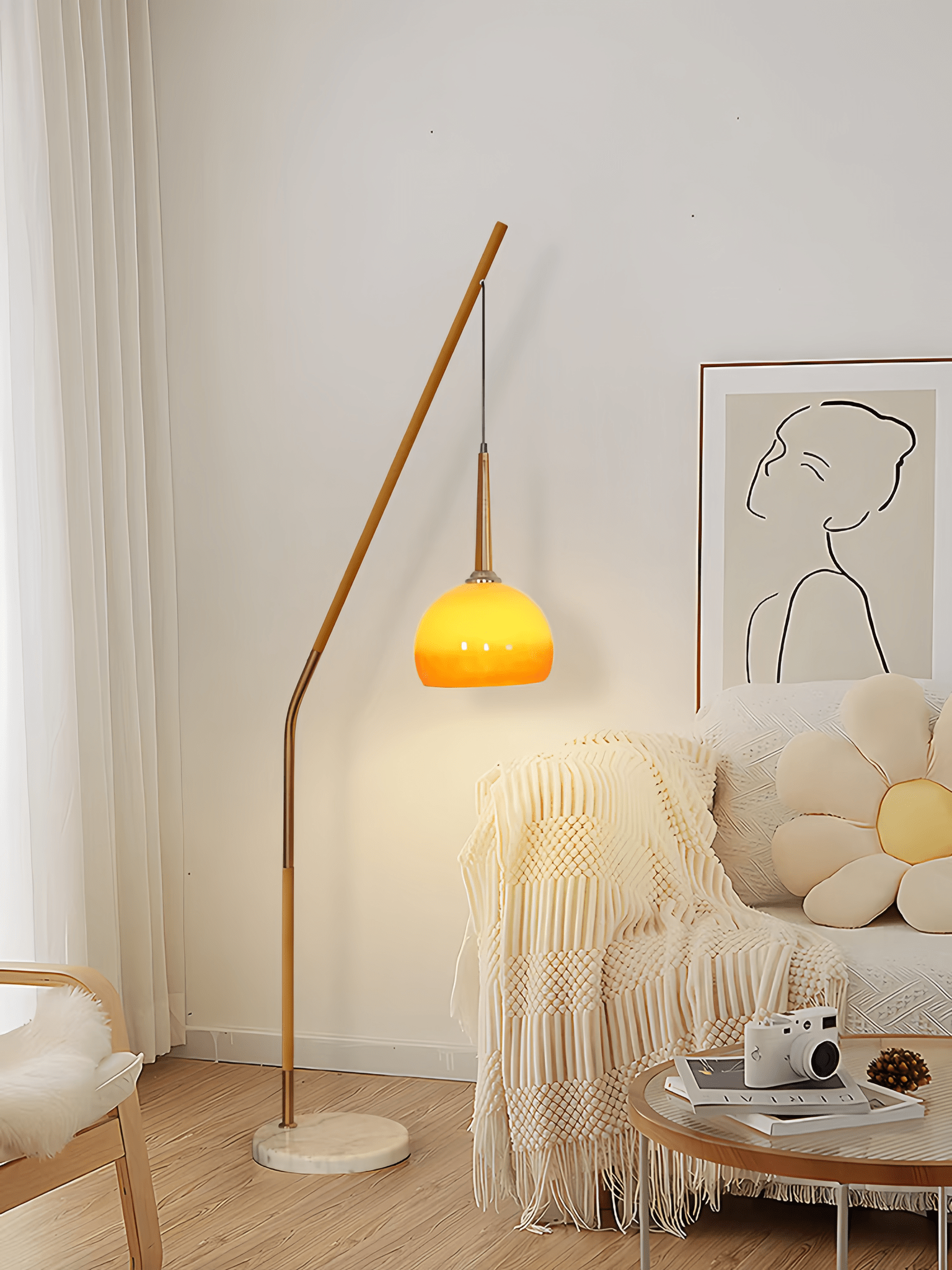 Hulusi Hanging Arc Floor Lamp - Homezee