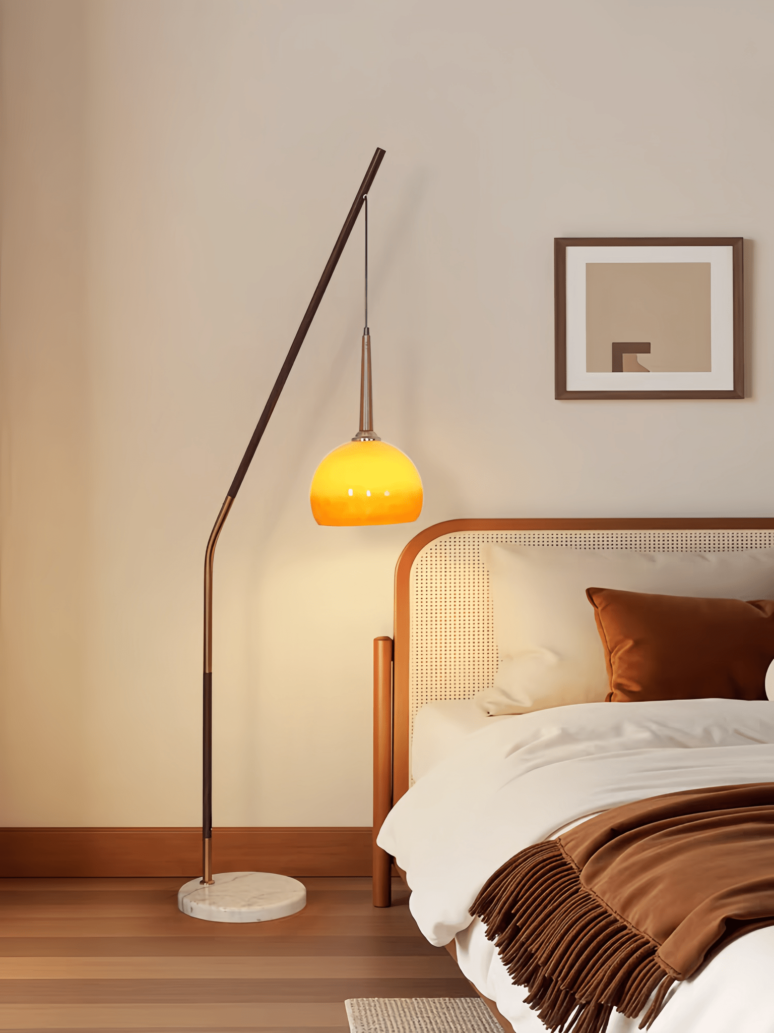 Hulusi Hanging Arc Floor Lamp - Homezee