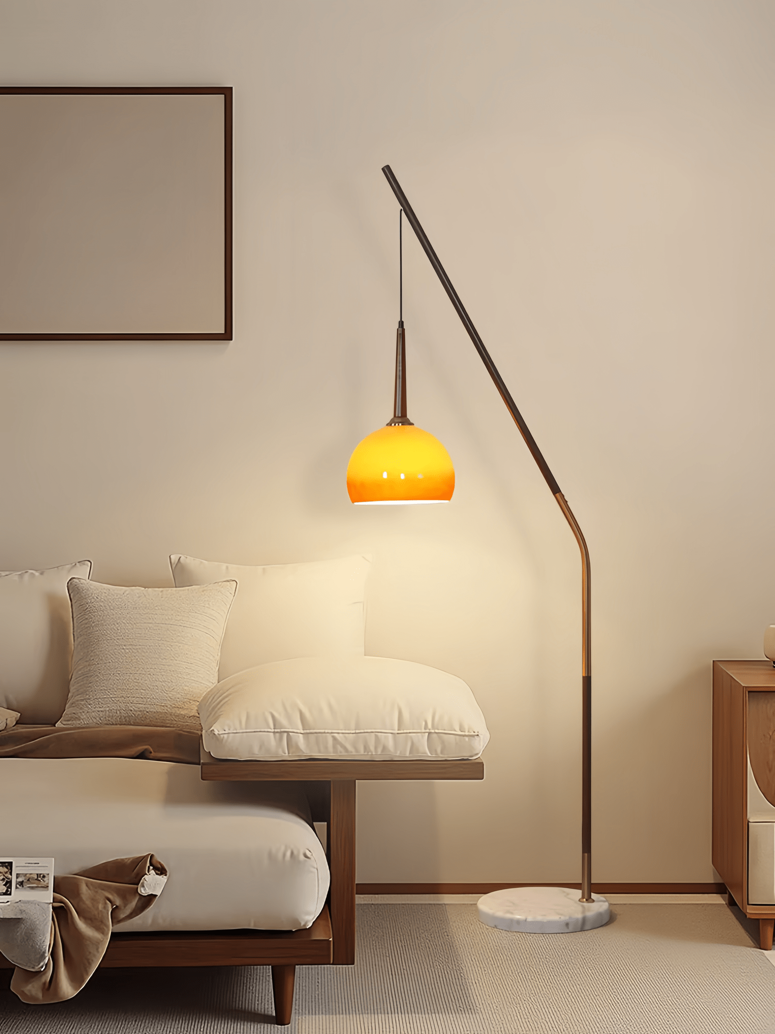 Hulusi Hanging Arc Floor Lamp - Homezee
