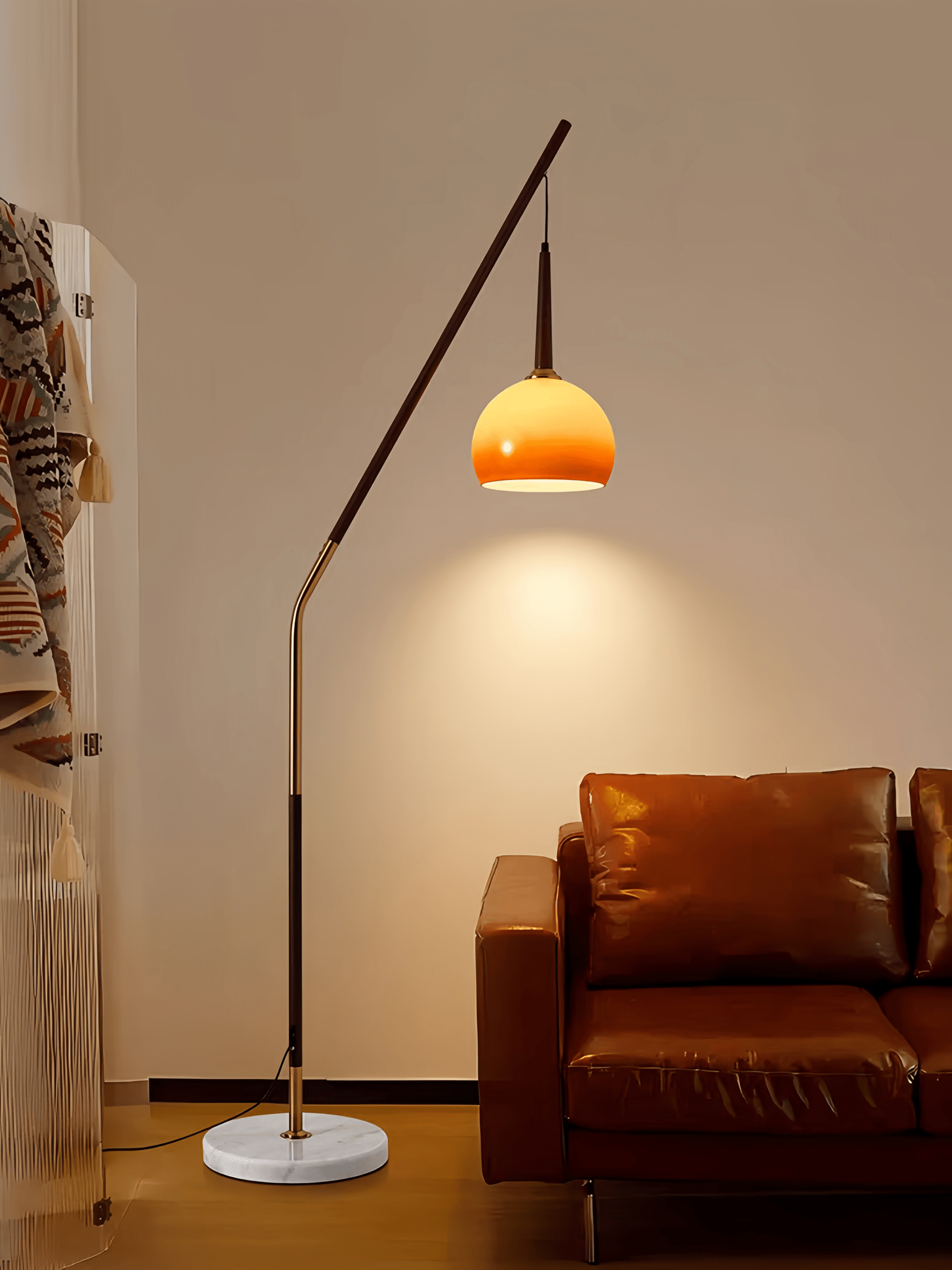 Hulusi Hanging Arc Floor Lamp - Homezee