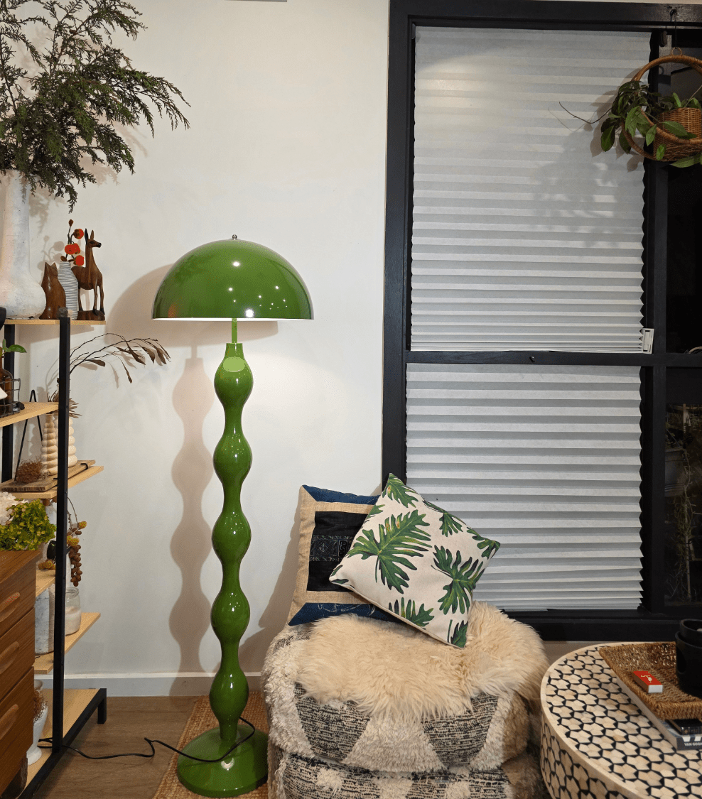 Dori Drop Wavy Mushroom Floor Lamp | Olive Green - Homezee