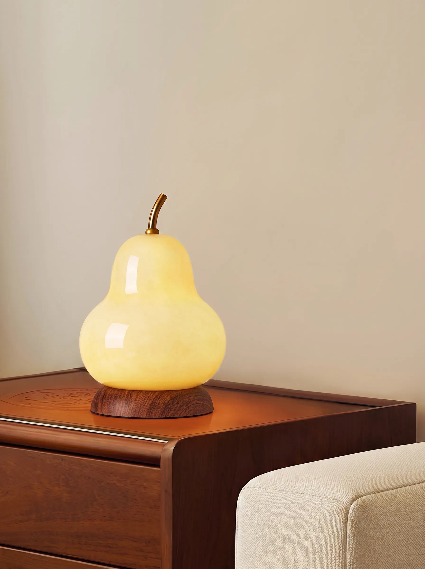 Isla Pear Portable Glass Table Lamp Rechargeable