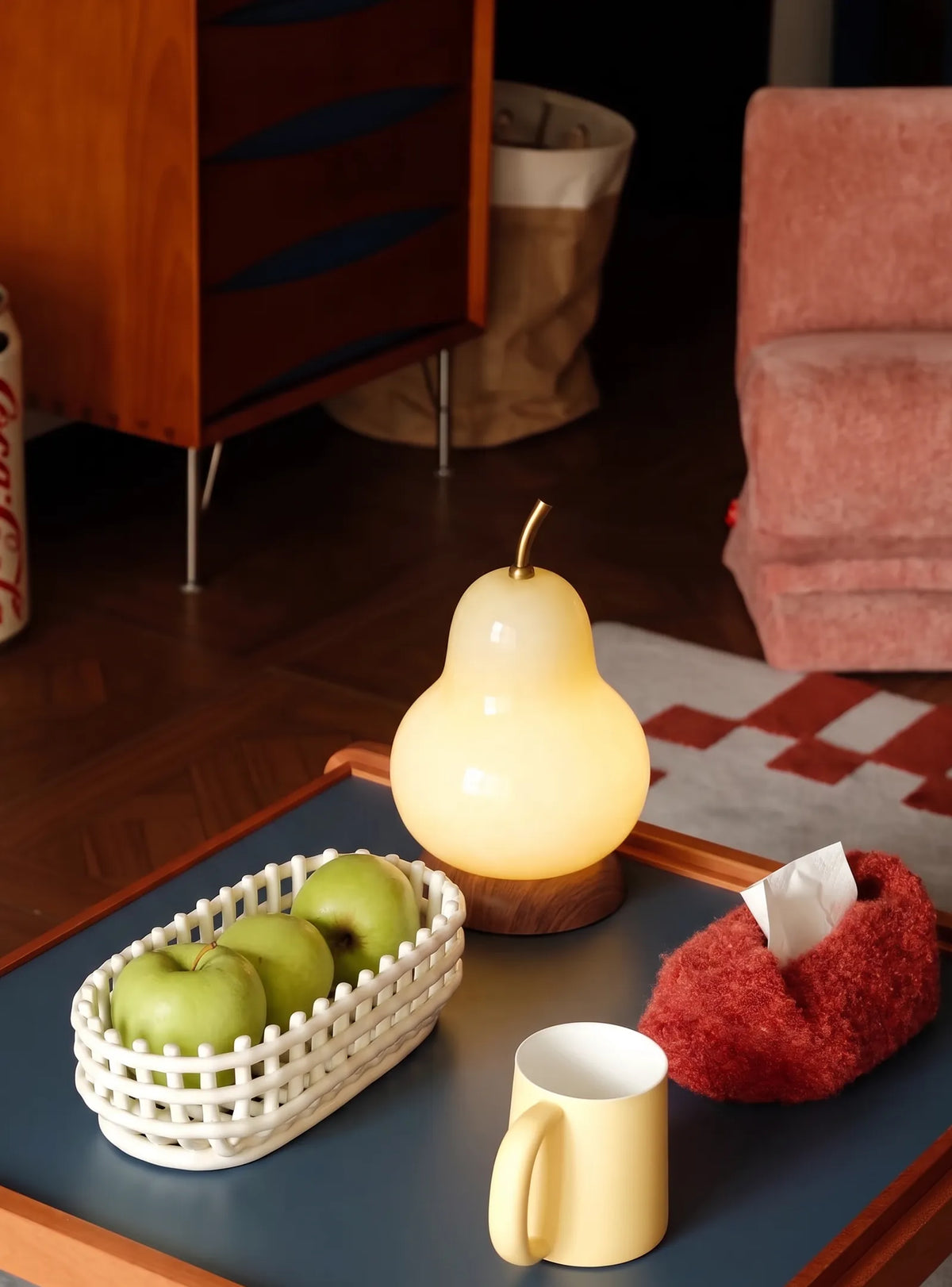 Isla Pear Portable Glass Table Lamp Rechargeable