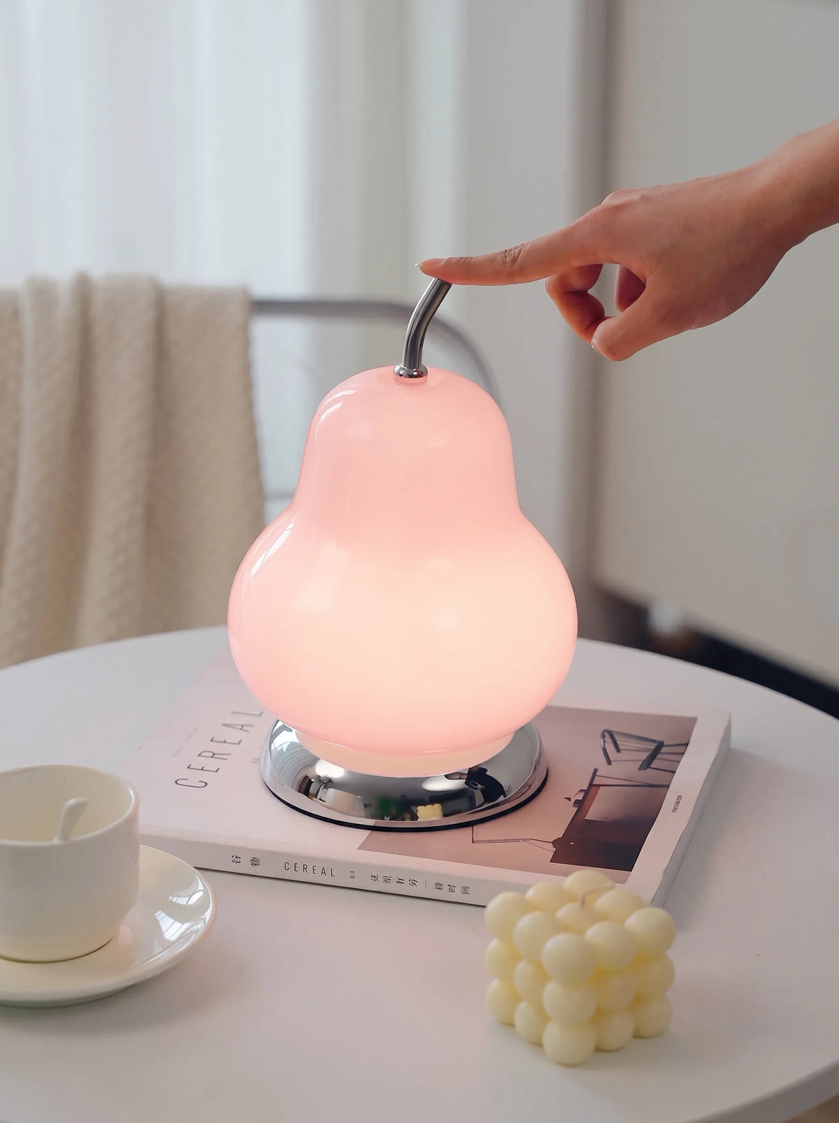 Isla Pear Portable Glass Table Lamp Rechargeable
