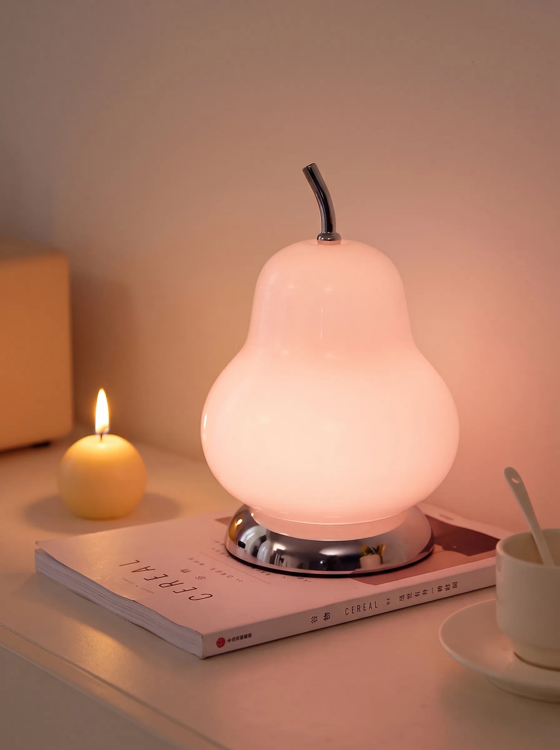 Isla Pear Portable Glass Table Lamp Rechargeable