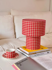 Josie Latticefield Retro Red Gingham Fabric Table Lamp